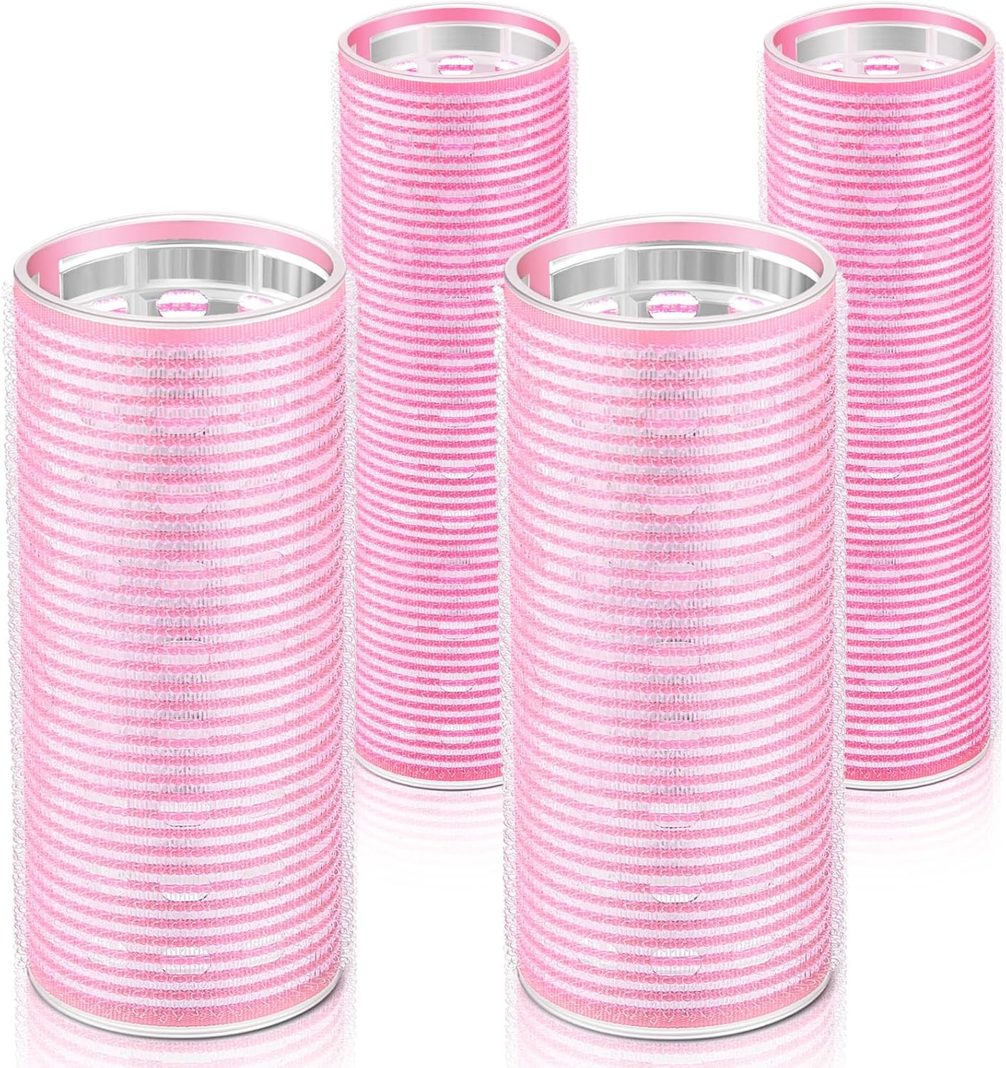 WILLBOND 4 Pcs Long Hair Rollers for Bangs Aluminum Core Curlers Thermal Self Grip Roller for Long and Medium Hair Women Hairstyle(4.7 X 2 Inch, 4.1 X 1.2 Inch,Light Pink) image number 3