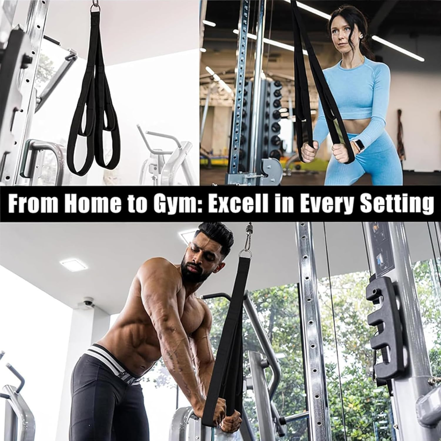 Yeanifeana Tricep Rope Cable Attachment, Heavy Duty Nylon Braided Tricep Pull down Rope with Connector, Non-Slip Gym Cable Attachments for Strength Training, Muscular Training & Pull down Exercises