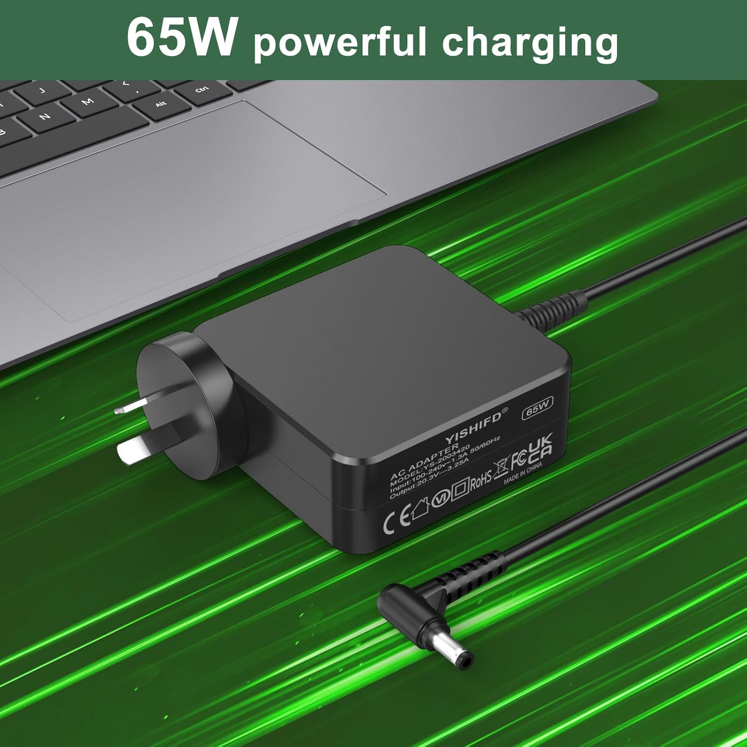 For Lenovo Laptop Charger 65W Ideapad Charger Compatible with Ideapad 3 5 110 100 100S 310 320 320S 330 330S 510 710 S145 S340 S540 Yoga 510 520 Flex 4 5 6,20V 3.25A AC Power Adapter (Also Fit for 45W