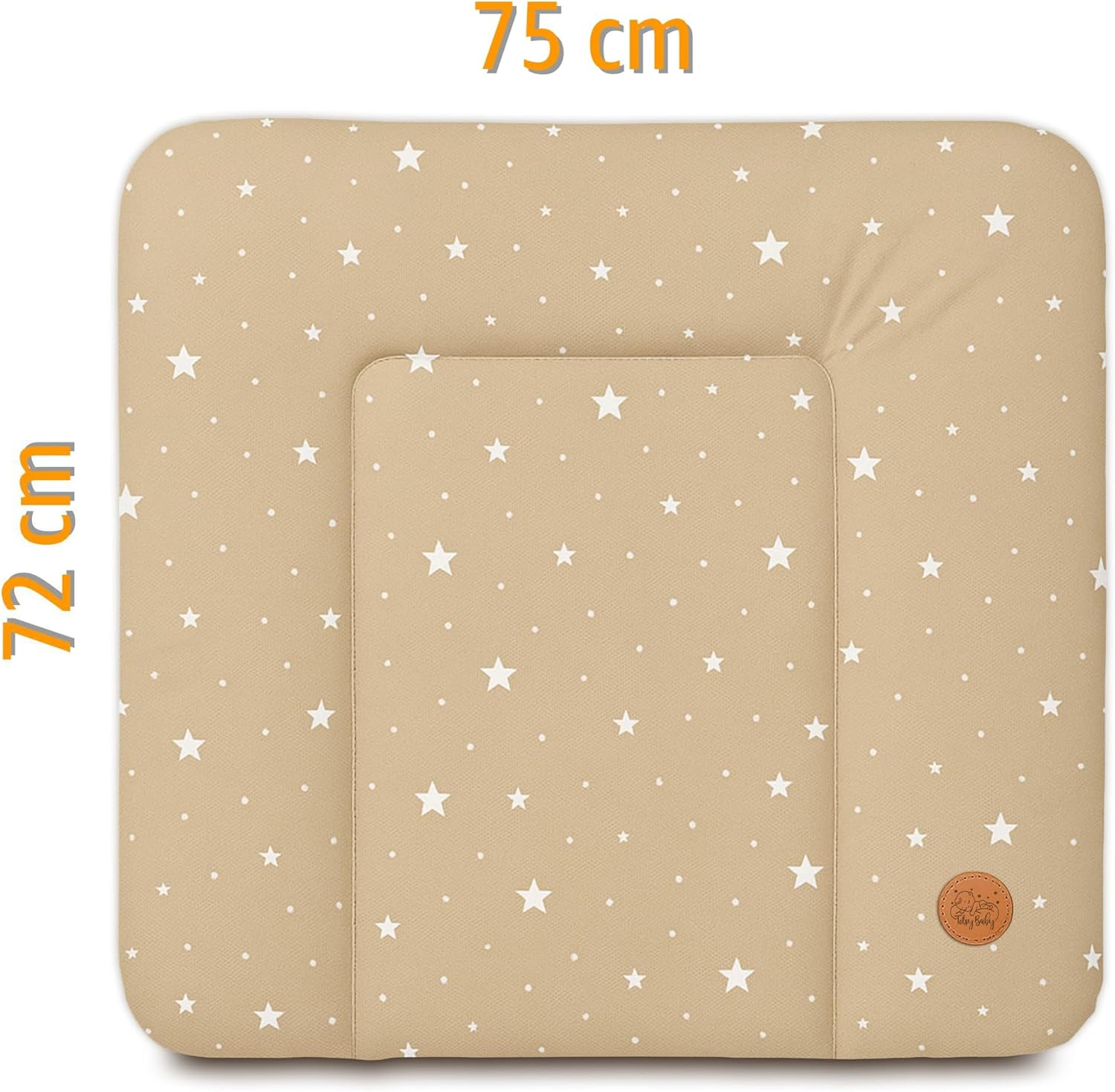 Changing Mat Washable and Waterproof 75 X 72 Cm - Changing Mat for Laying on Changing Table Changing Table Changing Table or Washing Machine Changing Mat 75 X 72 Cm Beige with White Stars image number 4