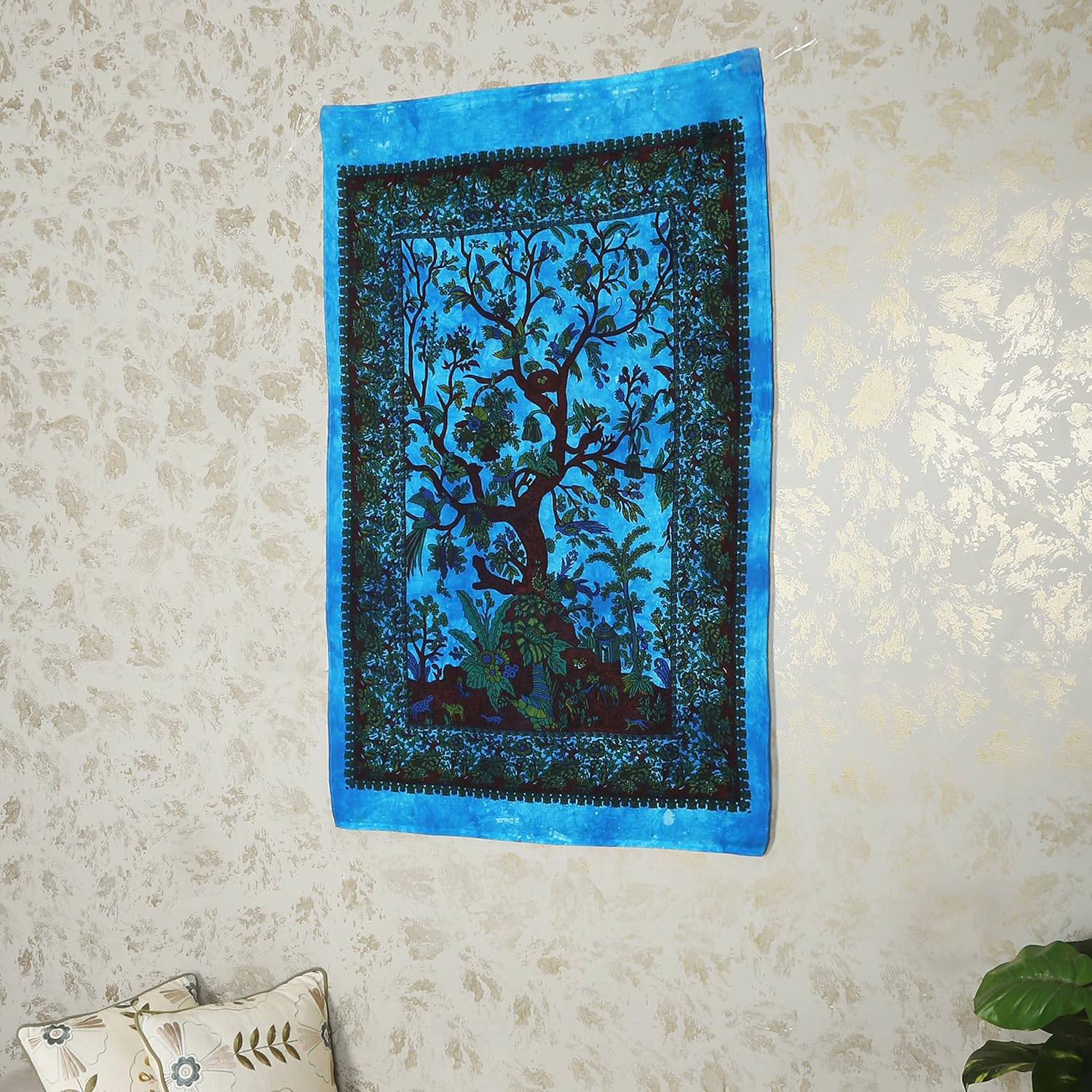 Craft Trade Tree of Life Small Tapestry & Hippie Boho Bohemian Wall Hanging, Blue Tapestries for Bedroom, Wall Art, Home Decor - 30X40 Inches (Poster) image number 6