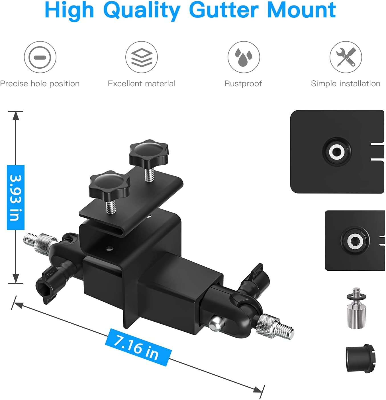 HOLACA 2 in 1 Two-Way Gutter Mount for Eufy Cam 3(S330),S230,S220,E20/E40/Eufy2/2Pro/3C/2C Pro/Eufy E and Solar Panel- Arlo Accessories Outdoor Mount(1Pack Black) (Black)