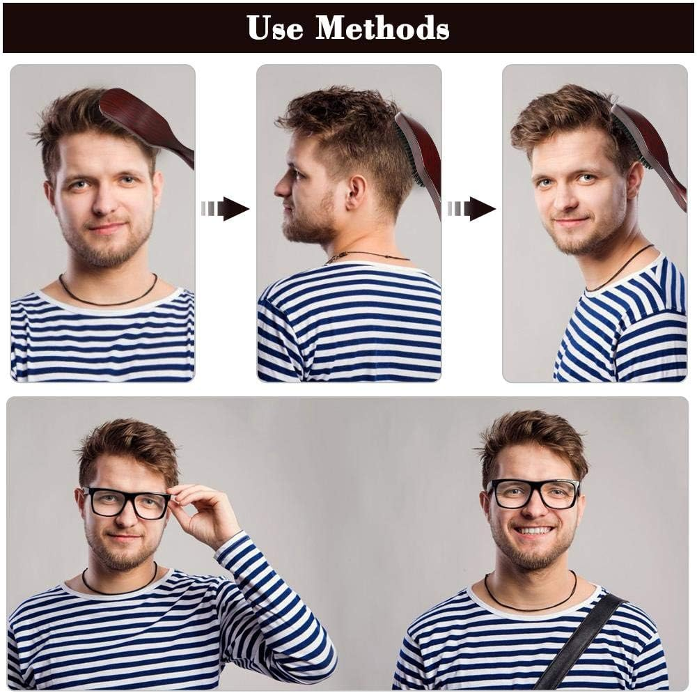 Uadme 100% Boar Bristle Hair Brush, Slick Back Wave Brush for Curly, Wet, or Damaged Hair, Massage Wood Comb for Shine, Smoothing & Reduced Breakage image number 5