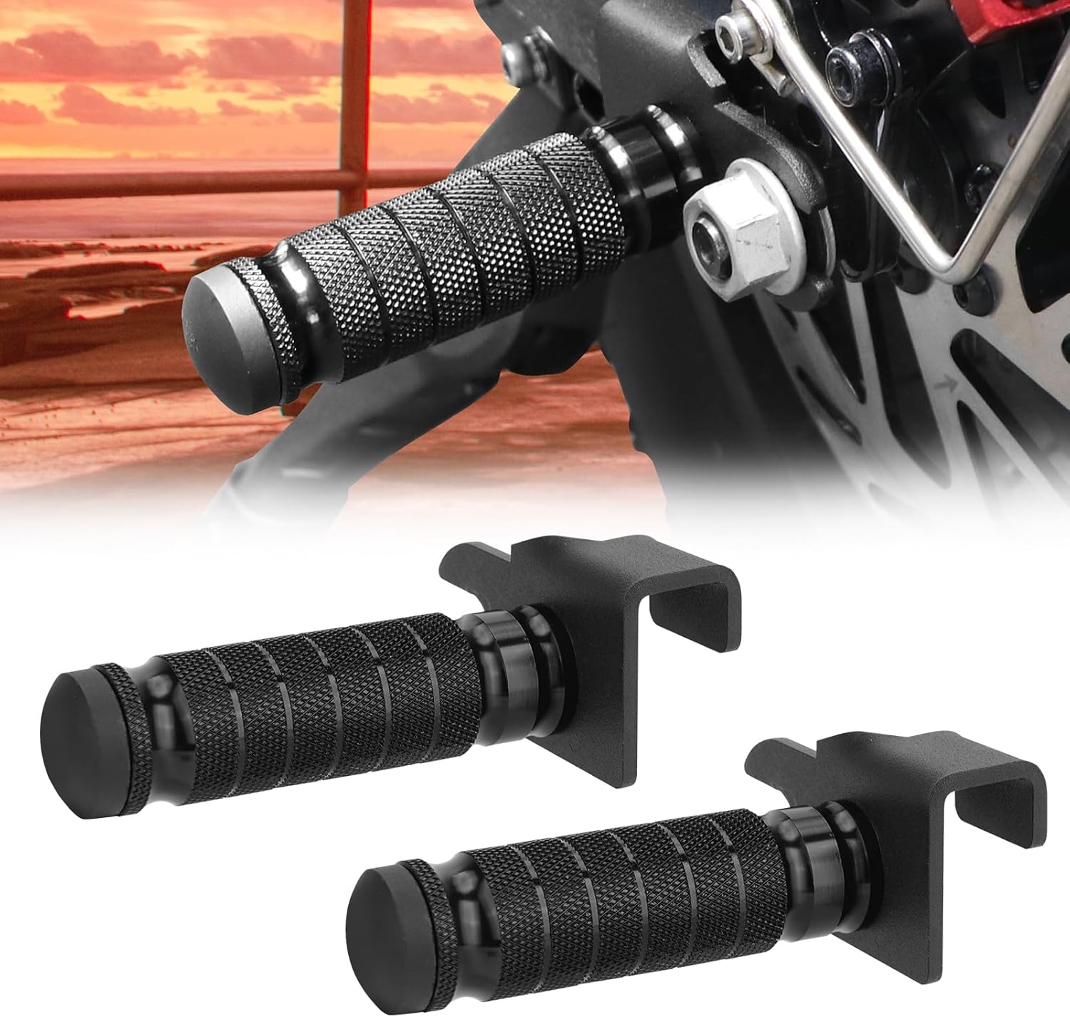 Upgraded Passenger Foot Pegs for Ridstar Q20/ Q20 PRO/ H20 PRO/ H26 PRO, Non-Foldable Non-Slip Passenger Footrest Pegs with Mount Bracket, Rearsets Foot Rest