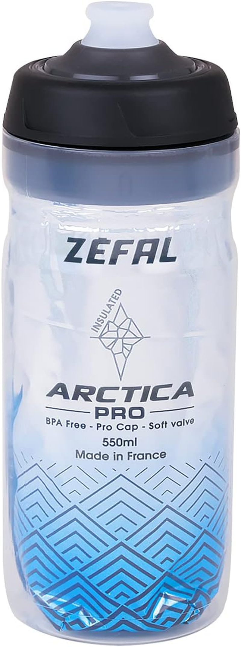 Zefal 1667 Insulated Drink Bottle, ARCTICA PRO 55, Silver/Blue, 19.7 Fl Oz (550 Ml)
