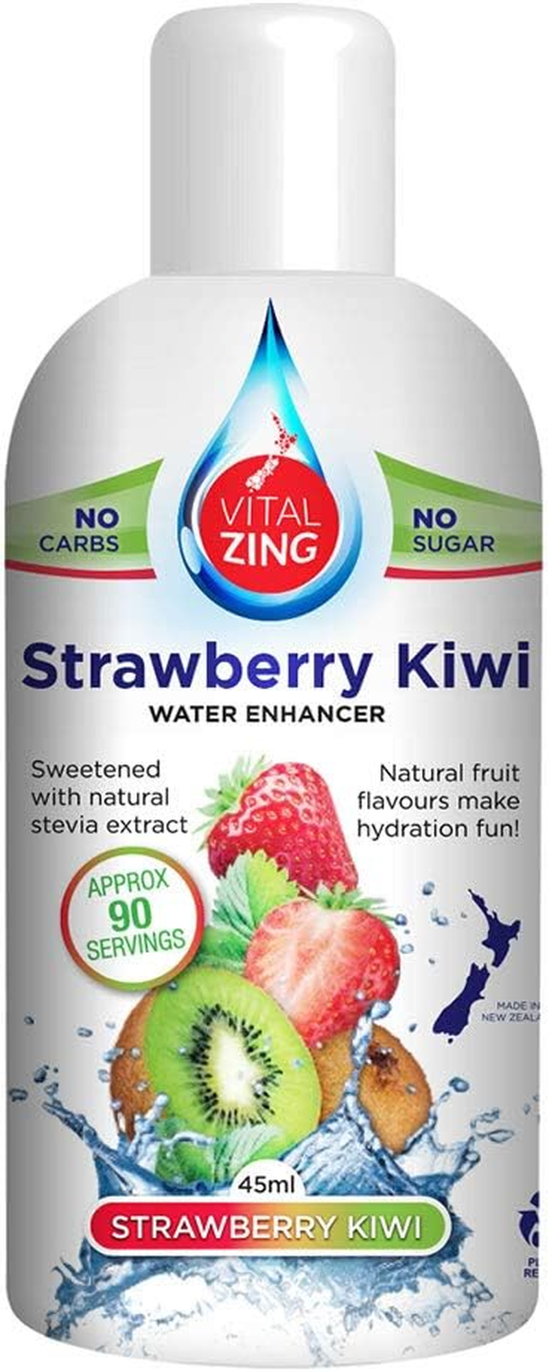 Vital Zing Stevia Strawberry and Kiwi Water Drops 45 Ml