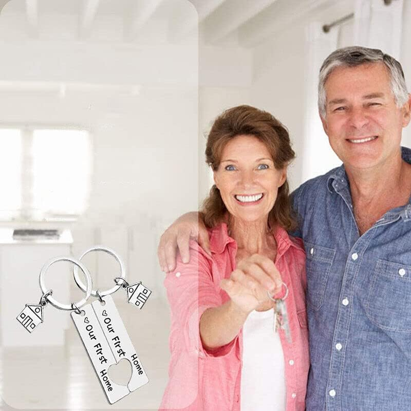 AIMALL Our First Home' Matching Keychain Set &ndash; Stainless Steel House Key Holder for Couples, Perfect for New Homeowners image number 3