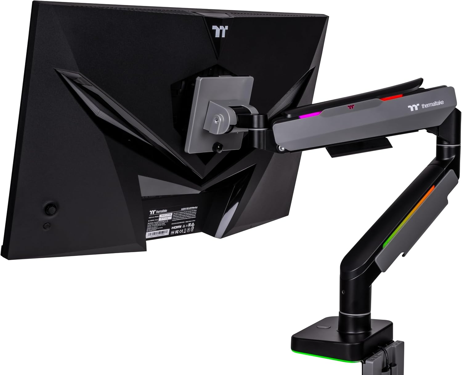 Thermaltake Gaming Gas Spring Single RGB Monitor Arm (Fits 17"- 49"), GEA-MSR-SMSBLK-01 image number 6