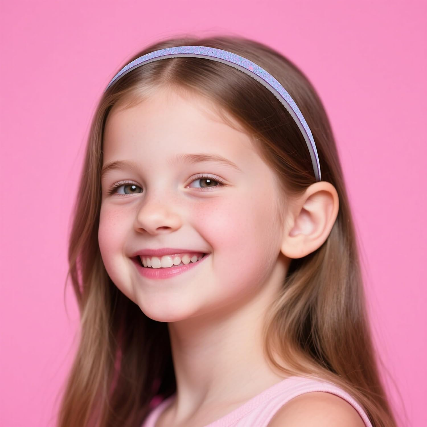 Exipsat Glitter Hair Band Glitter Headband Plastic Headbands 6 Pieces Sparkling Cute Non-Slip Hair Bands Rainbow Hair Bands Colorful Hair Accessories image number 5