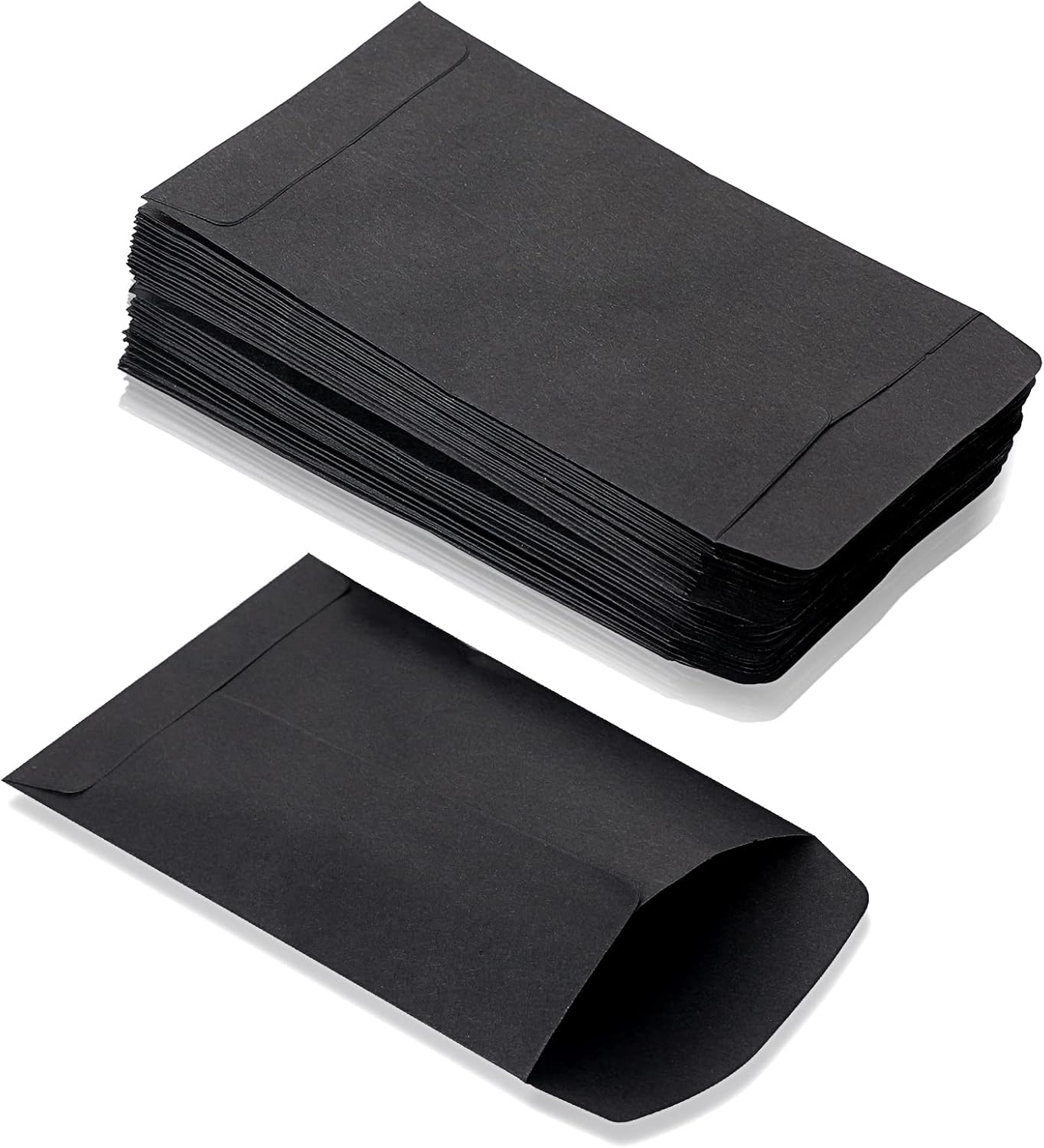 100Pcs Small Envelopes, Mini Black Envelopes, Black Small Envelopes, Black Small Envelopes for Seeds Coin Beads, Stamps Storage Packets Envelopes(4.44X2.32Inch) image number 1