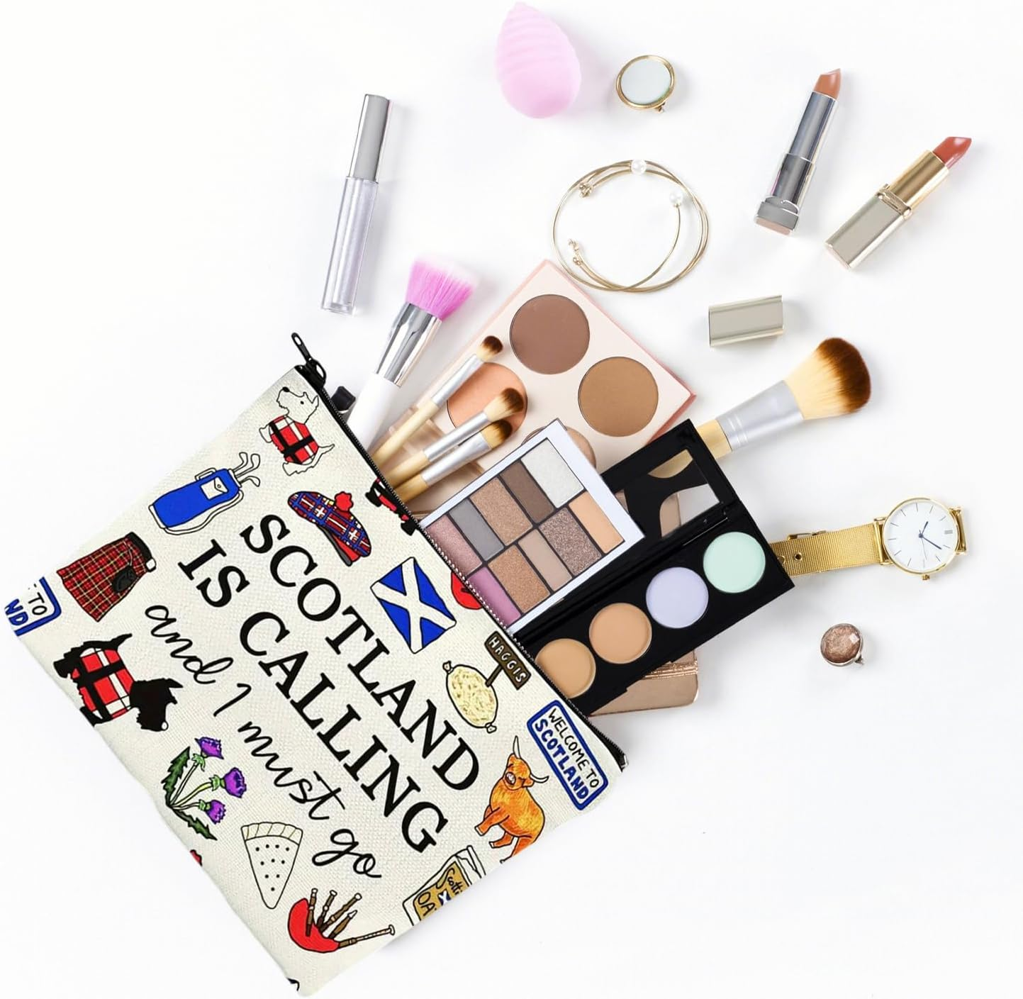 2 Pieces Cartoon Printed Storage Bag, Funny Makeup Bag, Driving Bag, Multifunctional Storage Bag image number 4