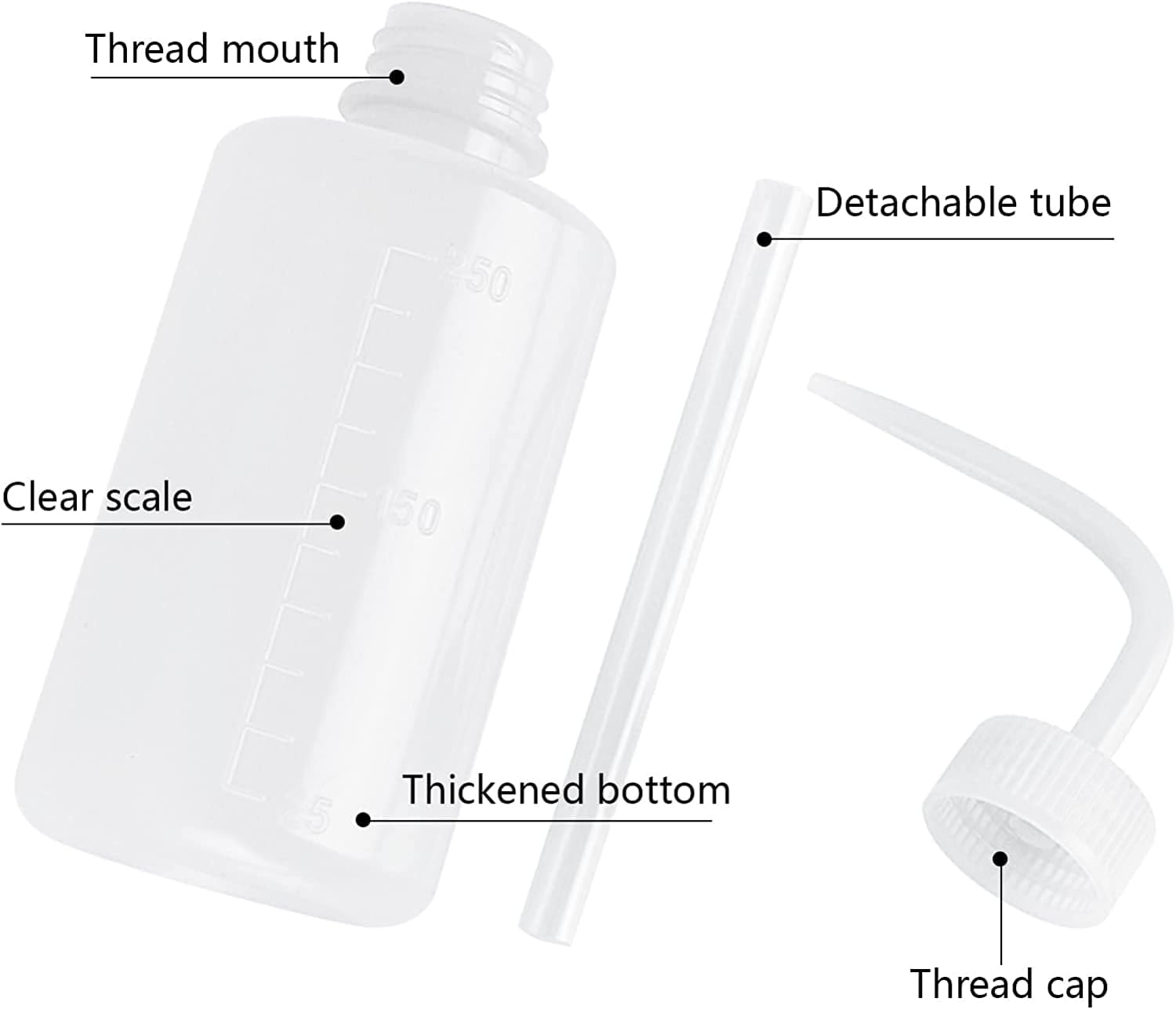 1Pcs 250 ML Plastic Satety Lash Cleaning Tatoo Wash Bottles 2PCS Nose Blackhead Facial Cleaning Shampoobrush for Eyelash Extension Supplies (White Bottle+Cleaning Brush) image number 1