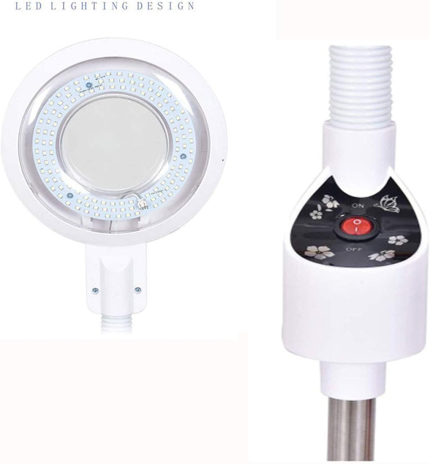 Led Floor Standing Magnifying Lamp, Floor Cold Light Magnifier, Stand Lamp Glass Adjustable Rolling Diopter Salon Spa Beauty Makeup Skincare Nail Tattoo Light Magnifying Tool XXZ image number 2