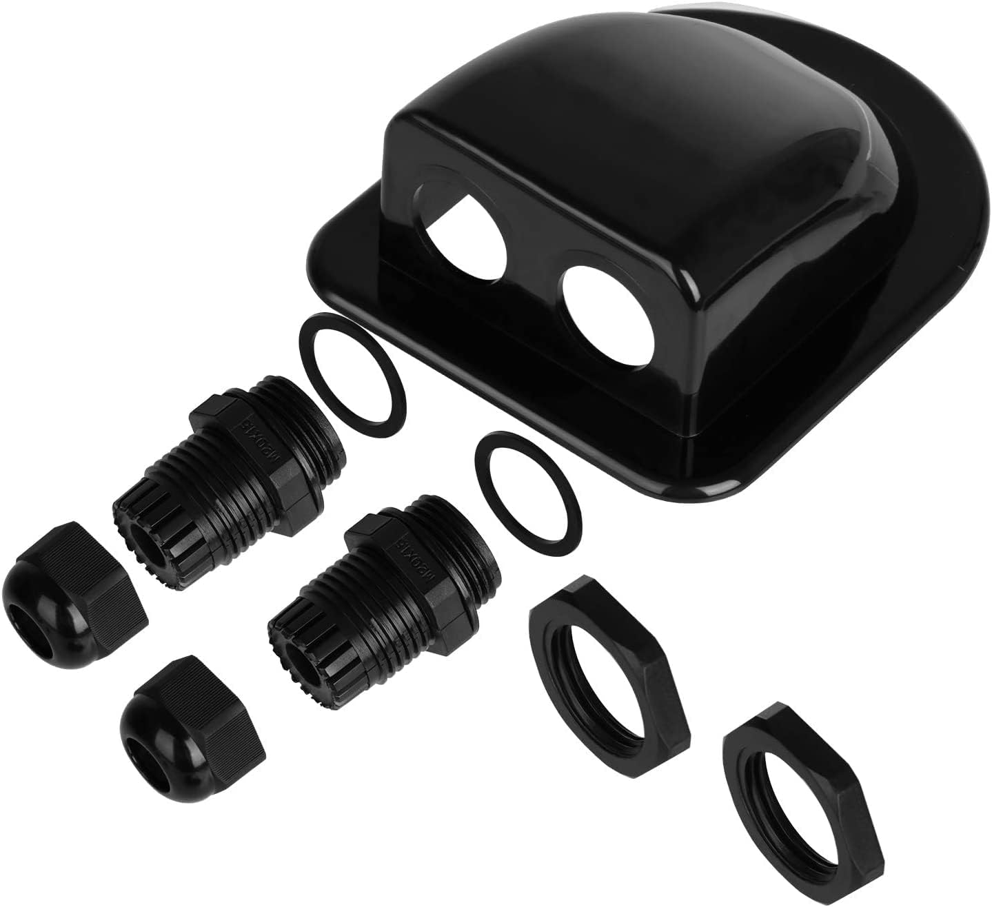 2 Pcs Solar Cable Entry Gland, Solar Panel Junction Box RV Caravan Boat Waterproof Cable Gland for All Cable Types (Dual Cable Entry, Black) image number 3