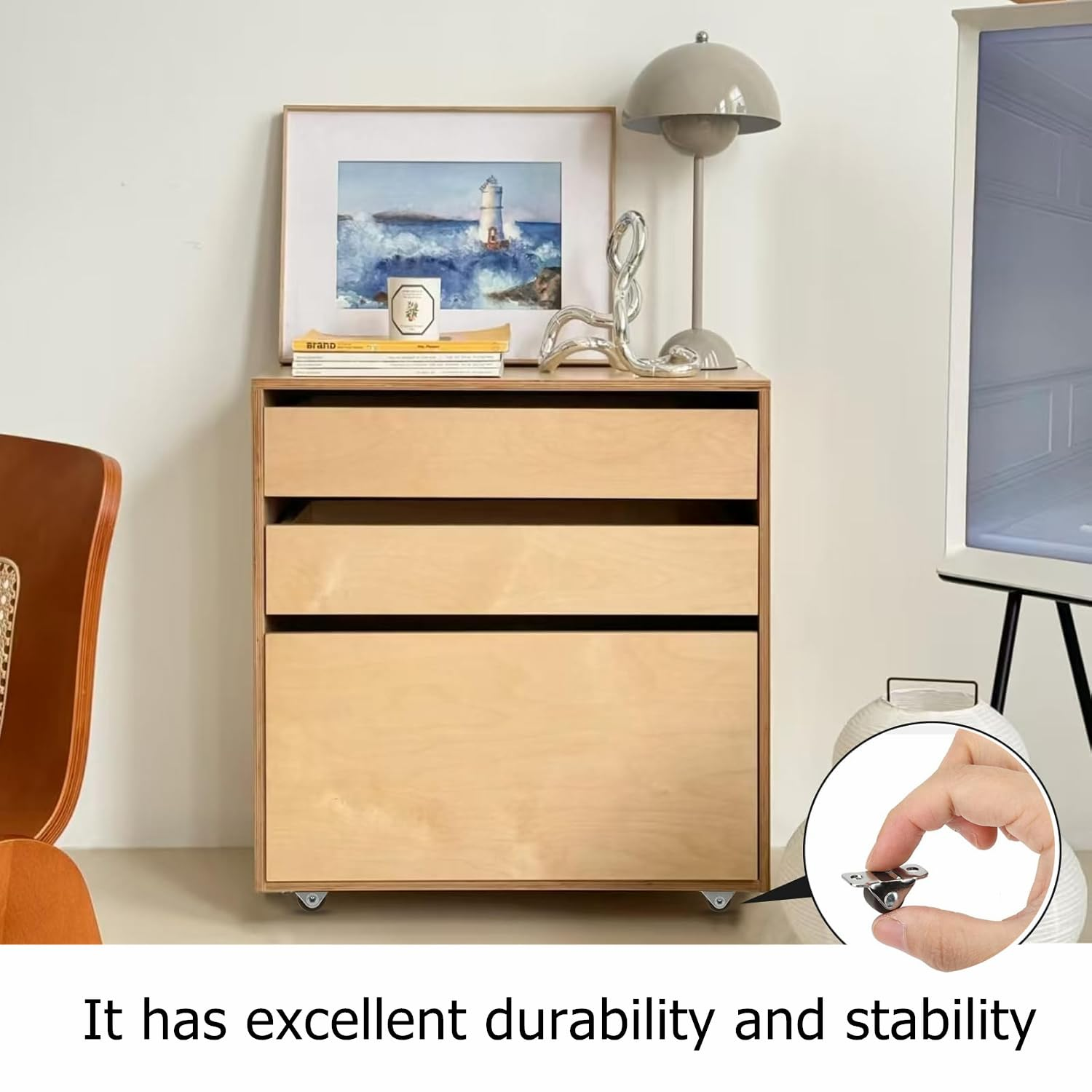 Kastetards 8 Pcs Mini Caster Wheels, Small Fixed Caster Wheels with Screws,Low Profile Single Direction Tiny Wheels for Furniture Small Appliances Cart Drawer Storage Box & Bins image number 3