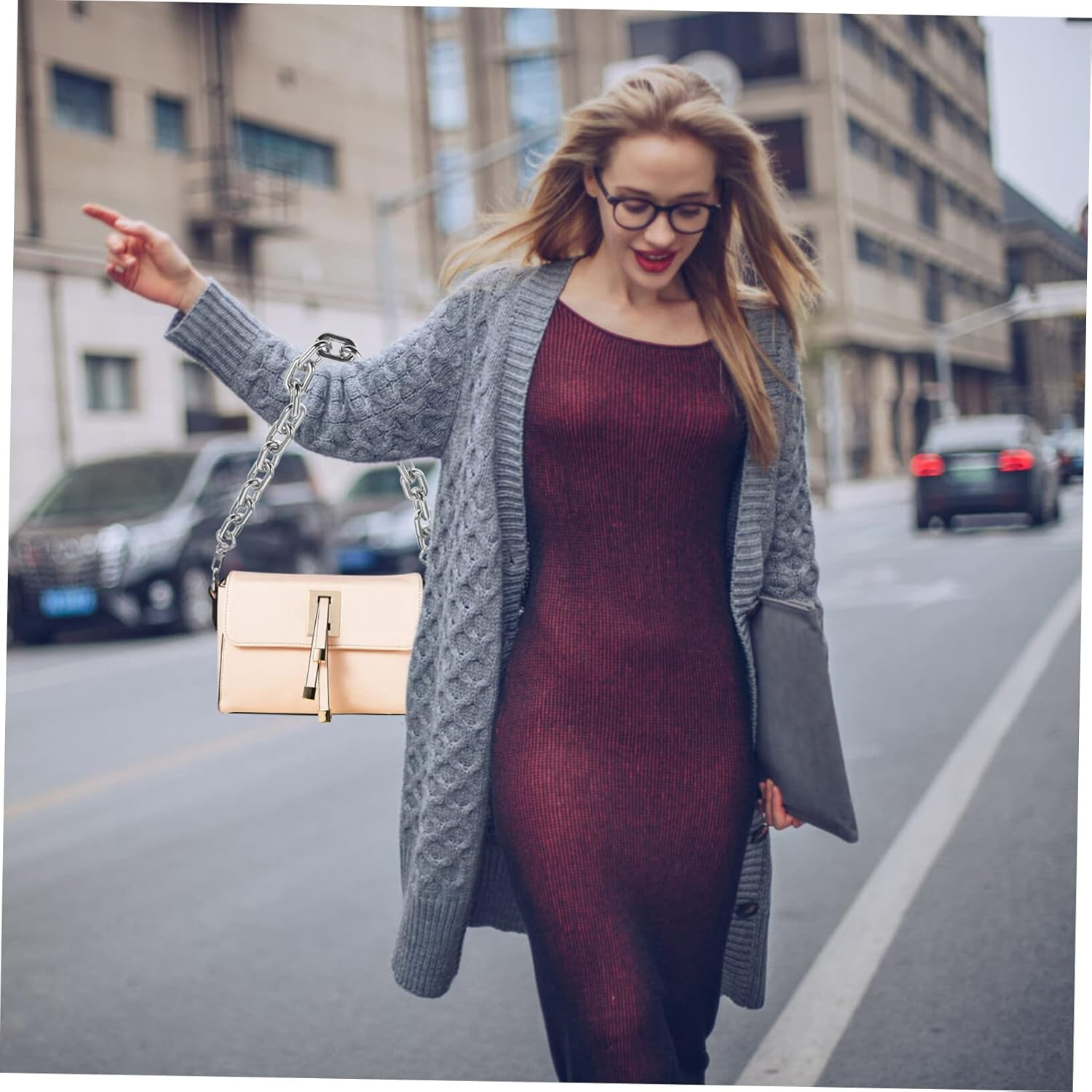 Abaodam Silver Bag Chain Strap Purse Chain Replacement Chunky DIY for Women Handbag image number 3