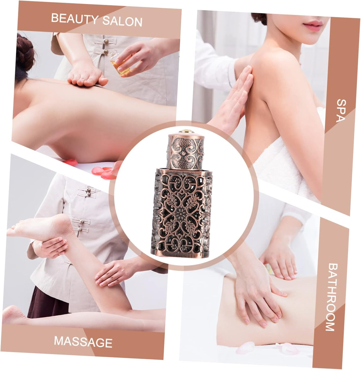 GARVALON Essential Oil Dispenser Hollow Engraved Metal Glass Travel Bottle for Perfume and Cosmetic Use image number 4