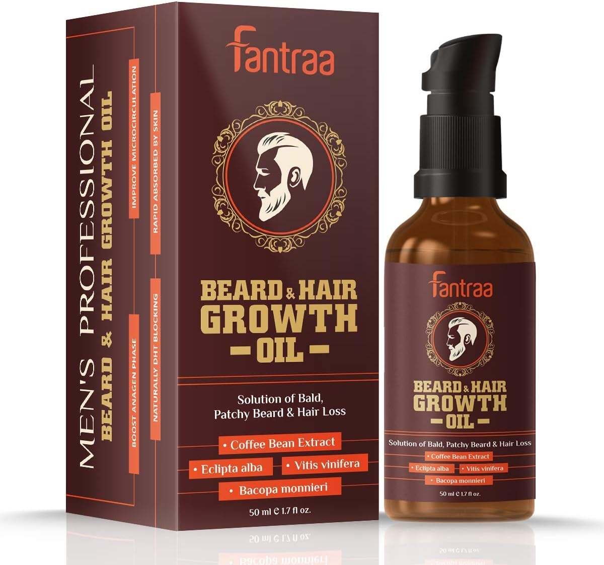 Fantraa Beard and Hair Growth Oil for Men - 50 Ml - More Beard Growth with Coffee Bean Extract - 100% Natural image number 5