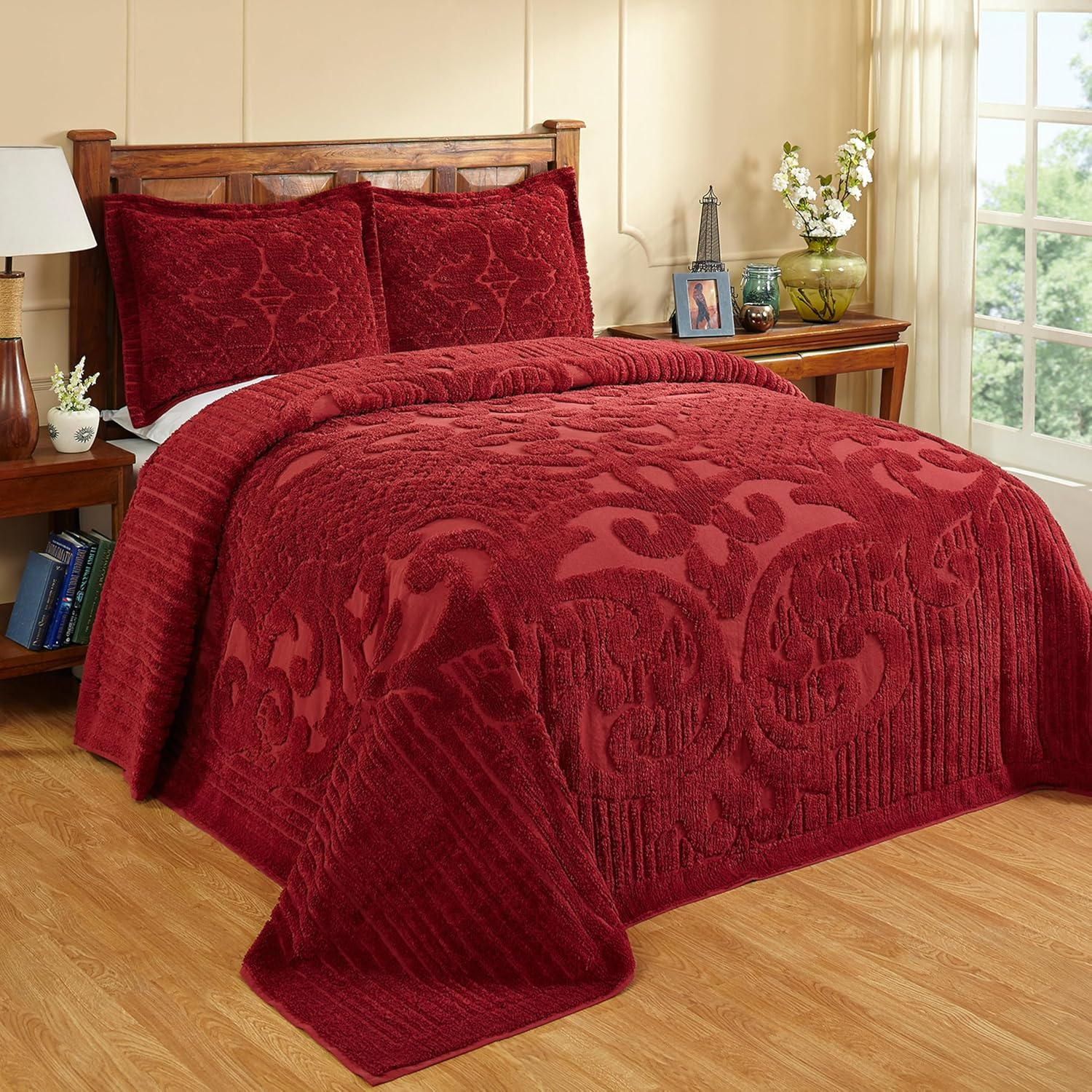 Better Trends Ashton Bedding Set Collection Is Super Soft and Light Weight in Medallion Design 100% Cotton Tufted Machine Washable Tumble Dry, King Bedspread, Pink