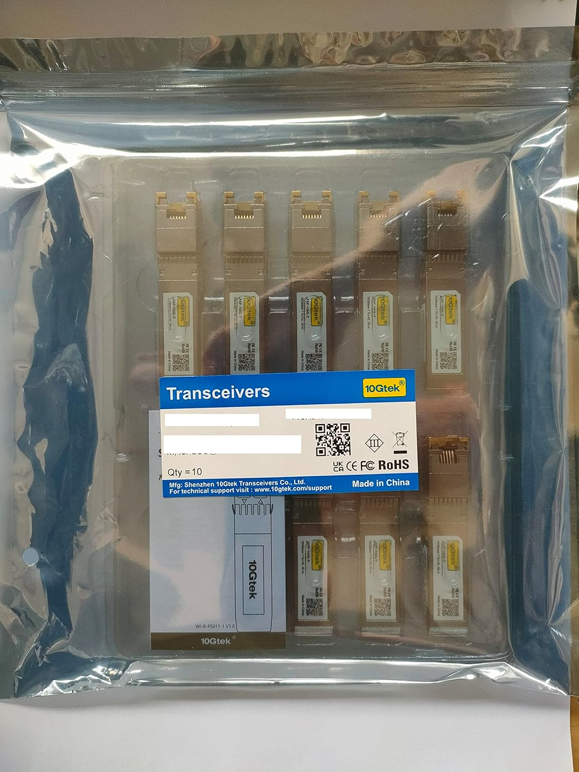 10Gtek for Cisco SFP-10G-SR, 10Gb/S SFP+ Transceiver Module, 10GBASE-SR, MMF, 850Nm, 300-Meter, Pack of 10 image number 4