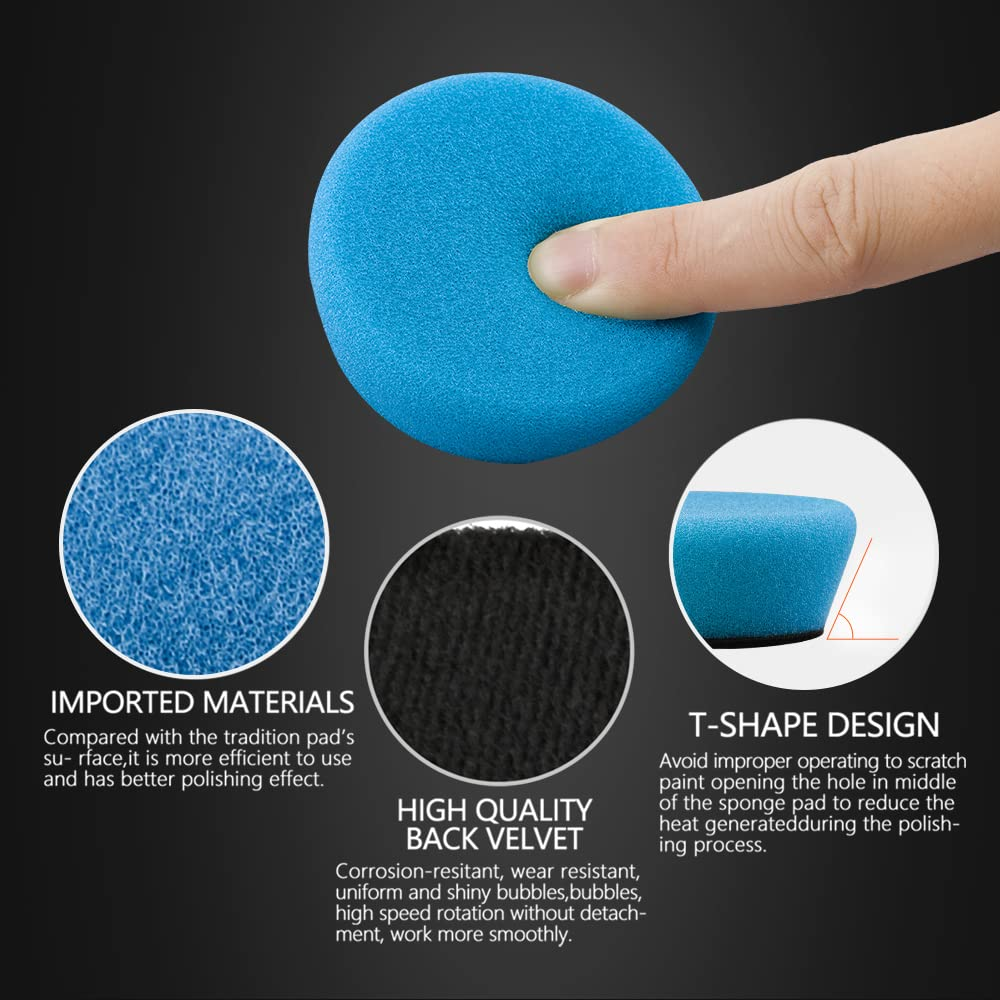 SPTA Mini Polishing Pads, 25Mm 50Mm 80Mm Detailing Polishing Pads Car Detailing Kit Vehicle Buffing Pads Preserving Wax & Polishing Pads Paint Polishing Applicator (32Pcs) for Mini Polisher -XBP123M58