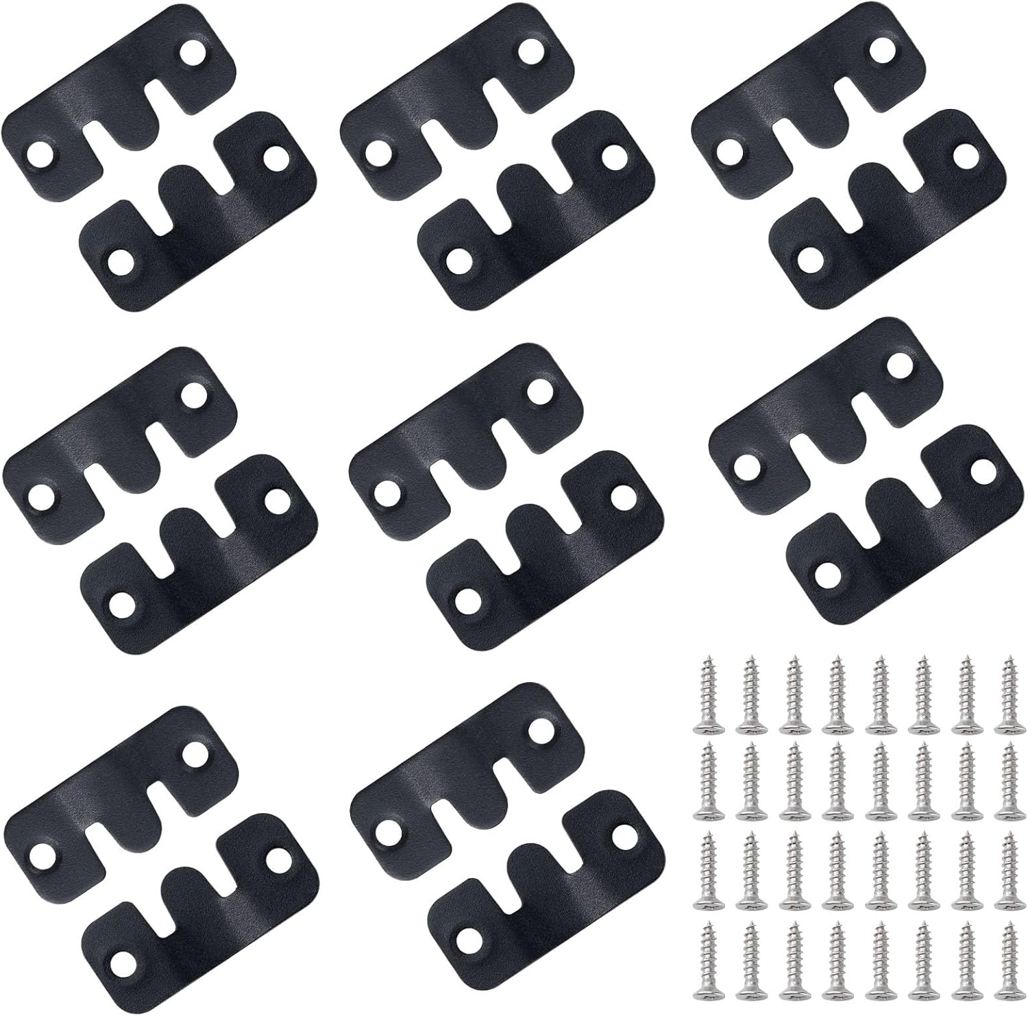16 PCS Interlocking Flush Mount Bracket Black Stainless Steel Picture Hangers Heavy Duty Headboard Hangers for Wall, Wall Mounting Hardware (Black) image number 2