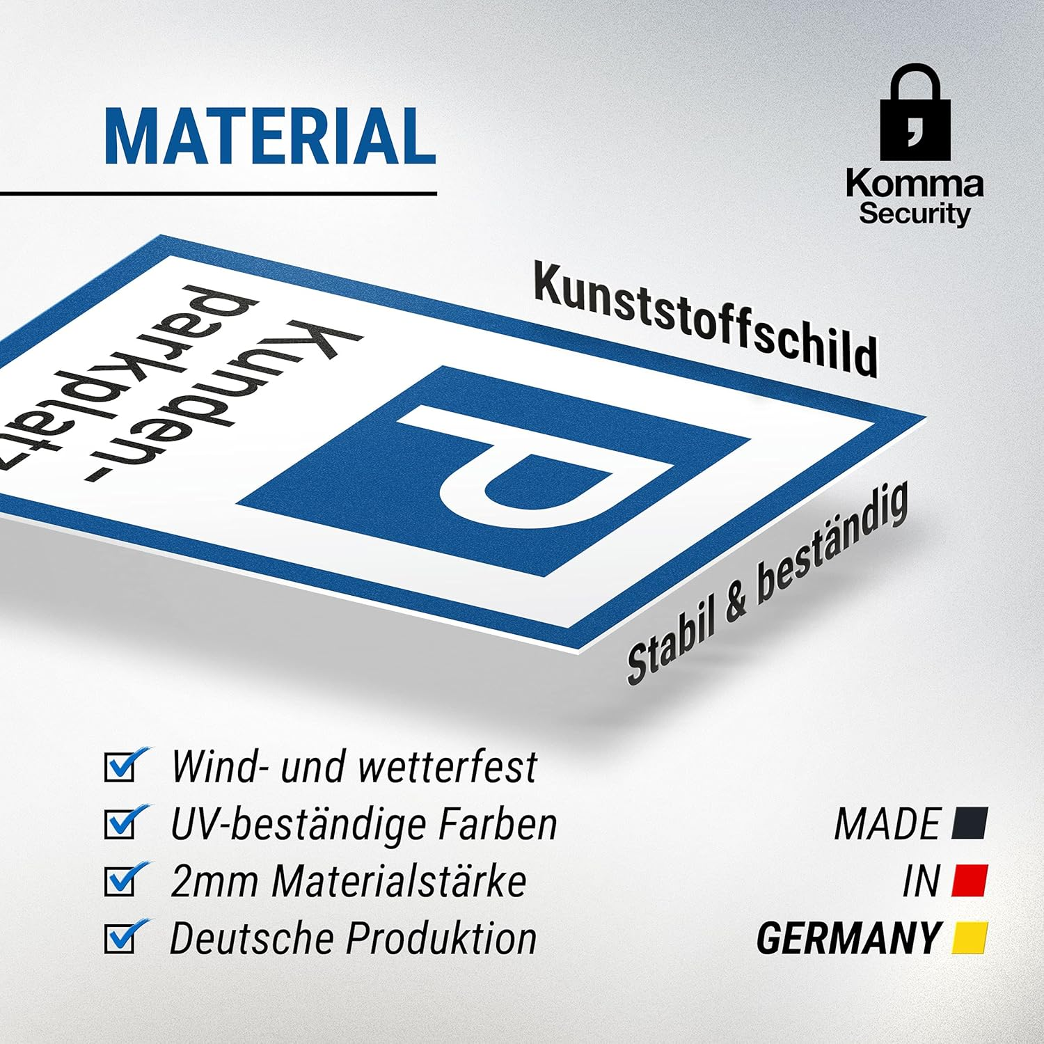 Komma Security Parking Customers Plastic Sign - Customer Parking 20 X 30 Cm Sign Private Parking - Customers Parking Sign Reserved - Keep Parking Free Parking Space Customers image number 6
