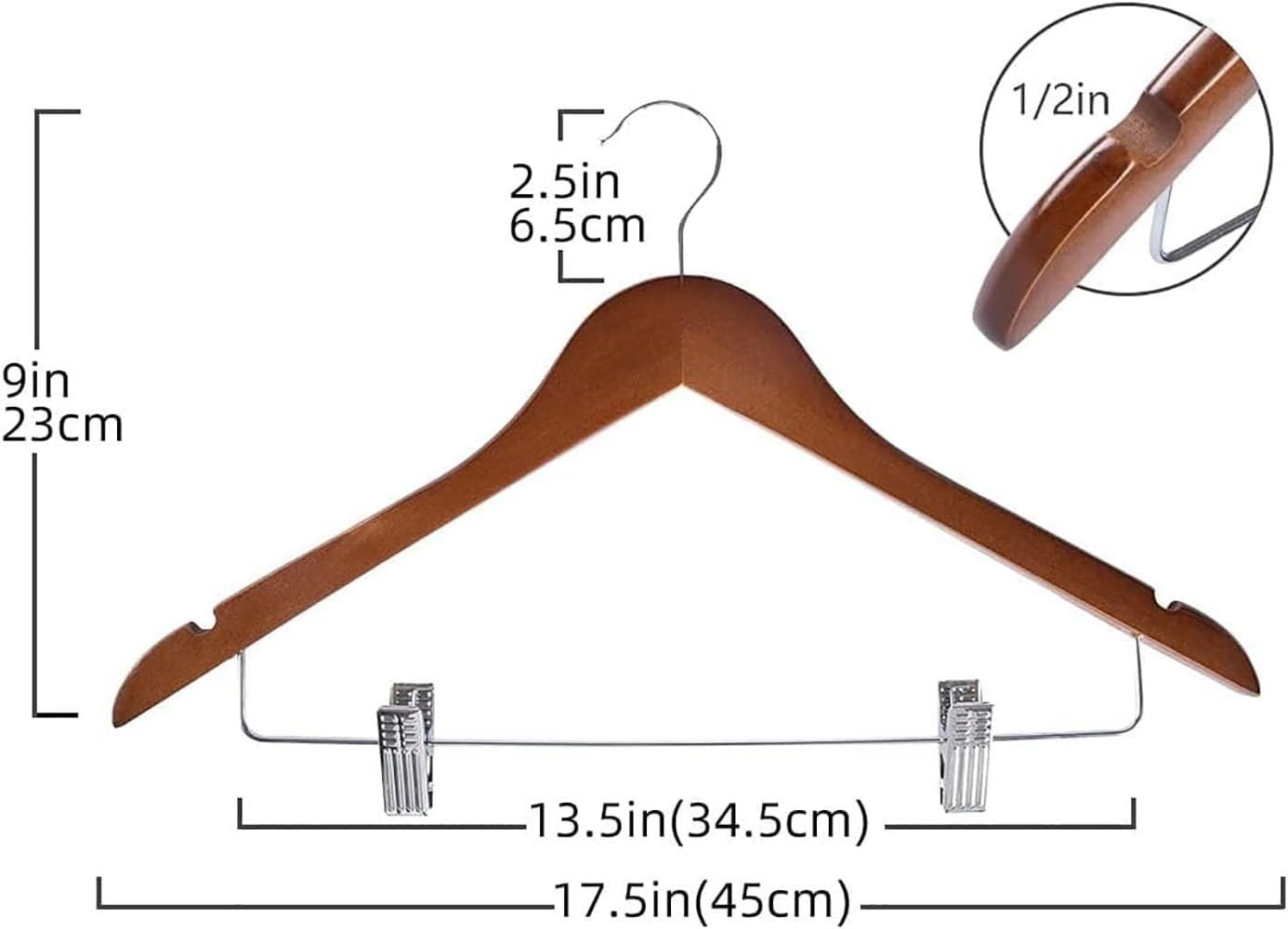 20 Pack Wooden Hangers with Clips High-Grade Wooden Suit Hangers Skirt Hangers with Clips S Wood Hanger with Durable Metal Clips for Blouse, Dress, Coat, Jacket (Vintage, 20) - 10Pcs Natural image number 7