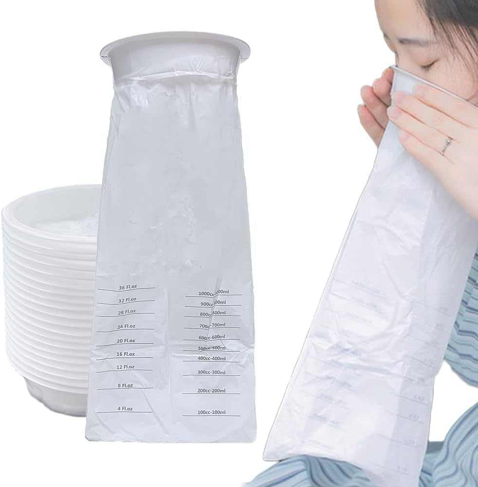 Vomit Bags Disposable,Emesis Bags, 15 Pack &ndash; 1000Ml Barf Bags with Snap,Perfect for Morning Sickness,Kids,Pregnant Woman,Car Motion Sickness，Airsick.Etc image number 4