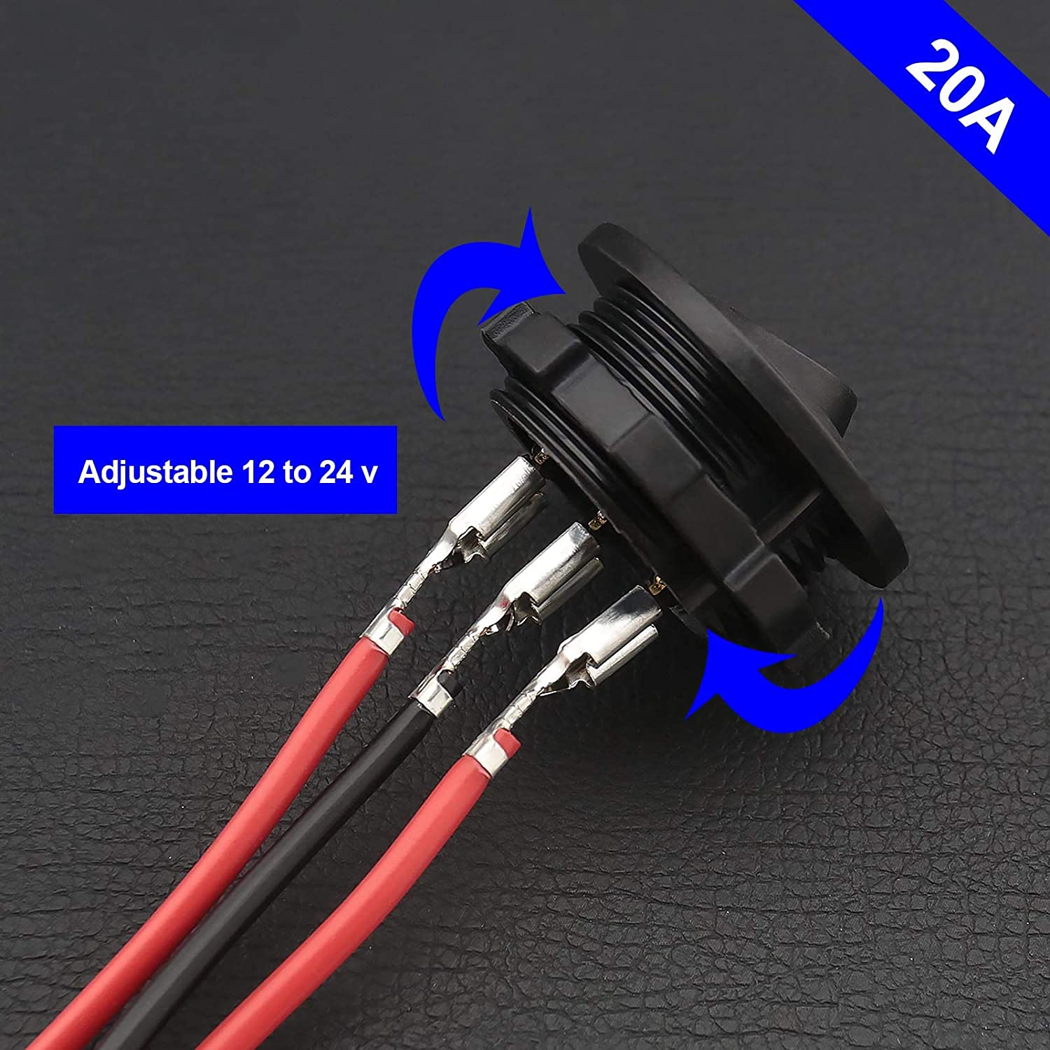 Emsea 3PCS round Rocker Toggle Switch 12-24V 20A Blue LED Light On/Off Control Button 3Pins with 9 Connection Cables for Car Caravan Truck Boat image number 6