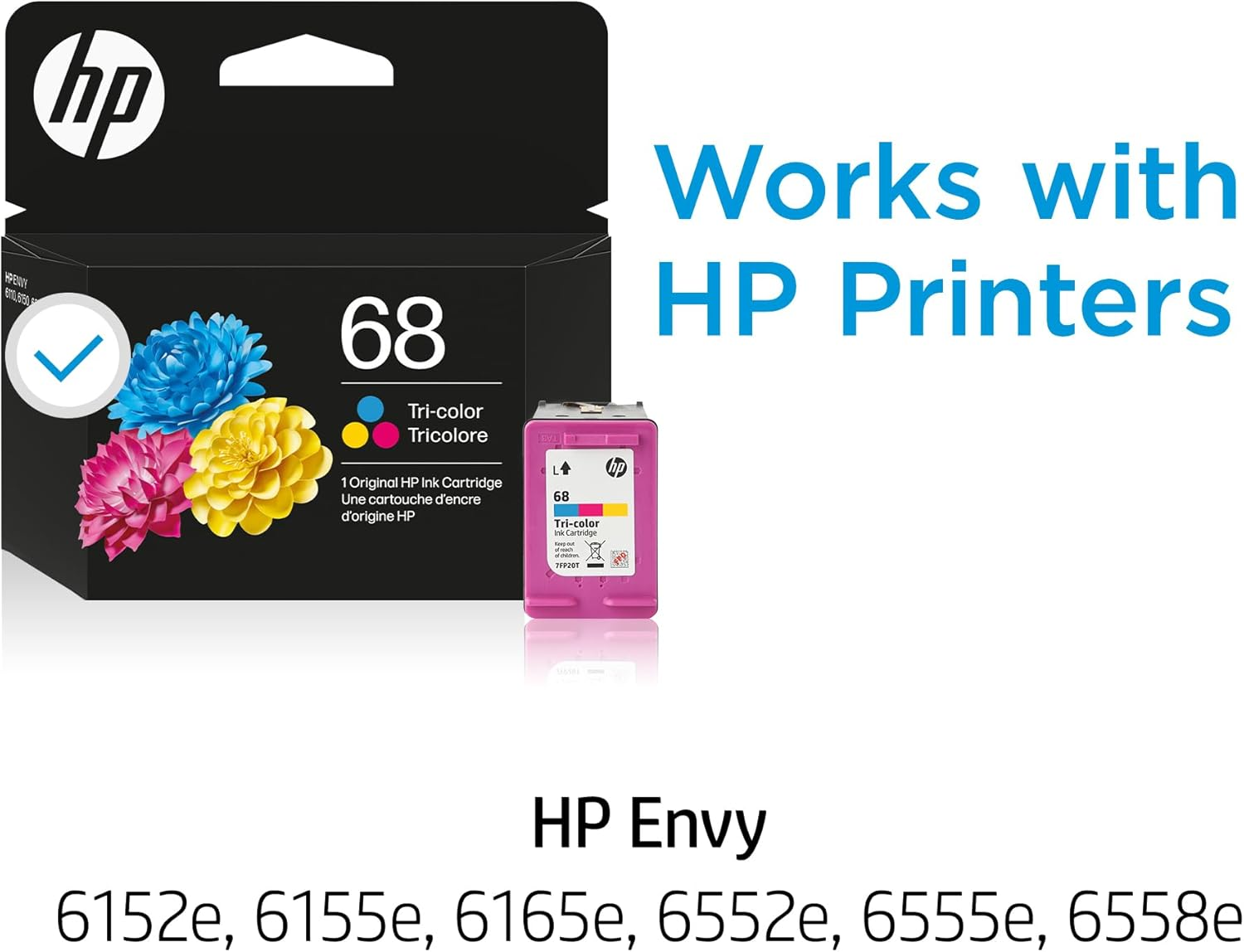 HP 68 Tri-Color Ink Cartridge | Works Envy 6100E, 6500E Series | Eligible for Instant Ink | 7FP20T image number 5