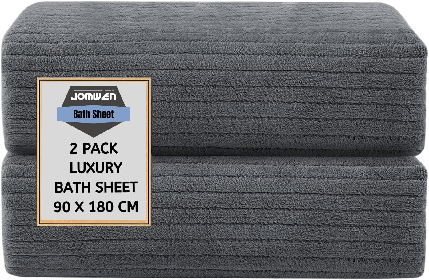 2 Pack Extra Large Bath Towels 90 X 180 Cm, JOMWEN Oversize Towel Microfiber Bath Sheet, Super Absorbent Bathroom Towel Set, Quick Dry Shower Towels for Home, Hotel, Dorm, Spa, Shower, Gym