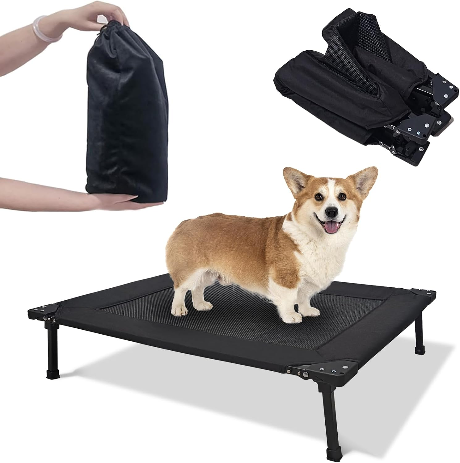 Elevated Dog Bed Foldable Raised Frame with Removable Cushion Portable Waterproof for Small Dogs Indoor Outdoor Camping Travel image number 1