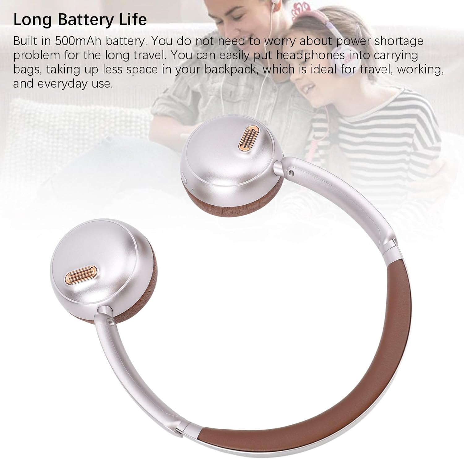 Retro Headphones, Bluetooth 5.4 Headphones over Ear Wireless Headset, 50H Playback, Matte Texture, 40 Mm Membrane, Lightweight Comfortable ANC Headphones for Travel Home (Brown) image number 3