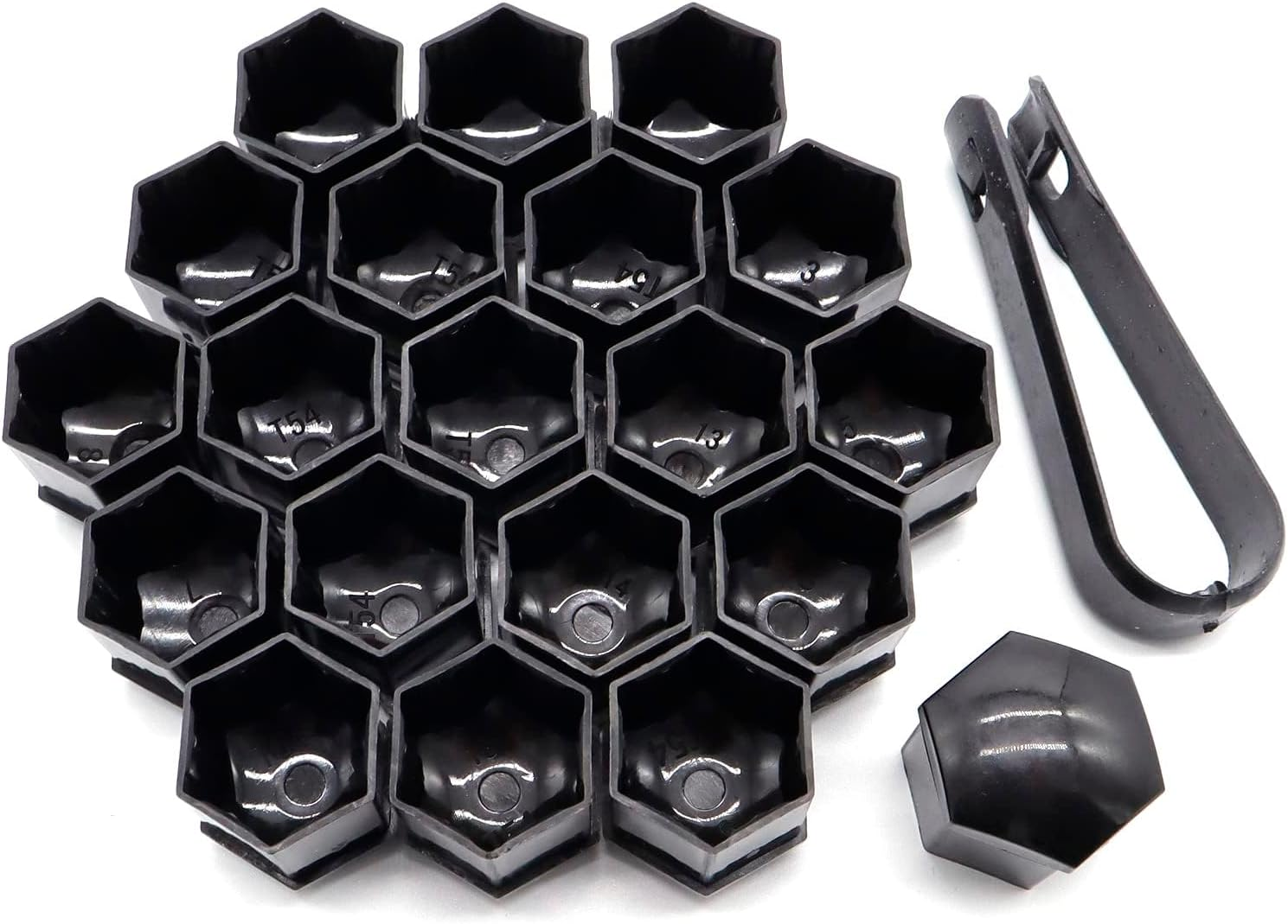 XUKEY Pack of 20 Wheel Bolt Caps 19 Mm Universal Wheel Nut Caps, Plastic Caps Covers for Screws, Hexagonal Tyre Nut Covers with Removal Tool Set (19 Mm) image number 1