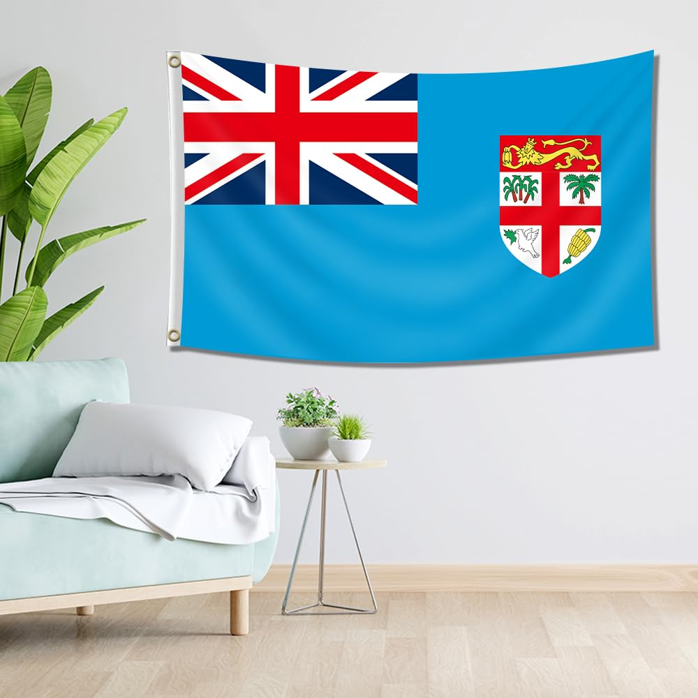 Fly Breeze 3X5 Feet Fiji Flag - Vivid Color and Fade Proof and Double Stitched - Fijian Flags Polyester with Brass Grommets image number 5