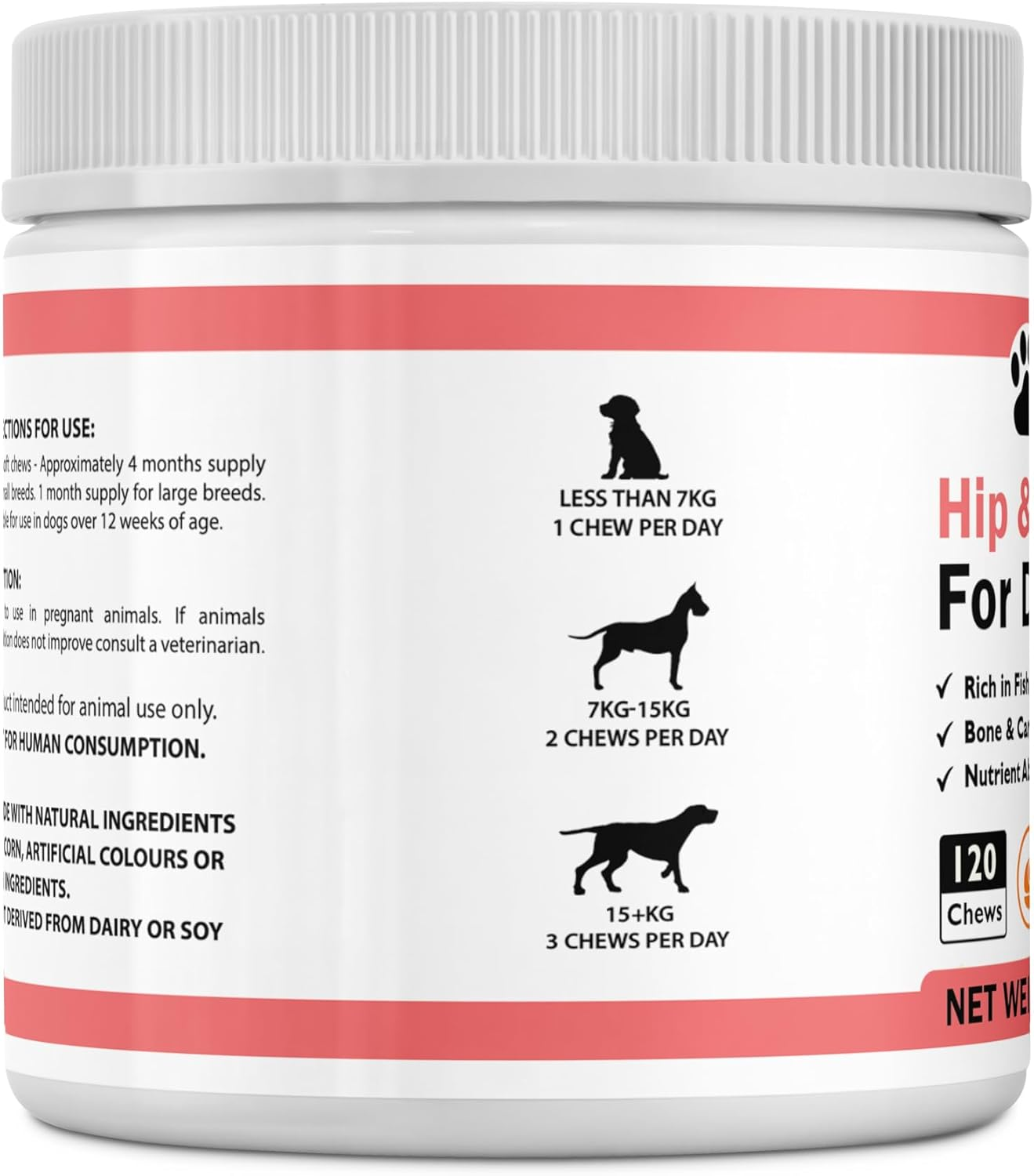 Hip & Joint Support - Glucosamine for Dogs Soft Chews, Joint Supplement with Glucosamine, Omega 3 & 6, MSM, Turmeric, anti Inflammatory, Support + Mobility 120 Soft Chews image number 3