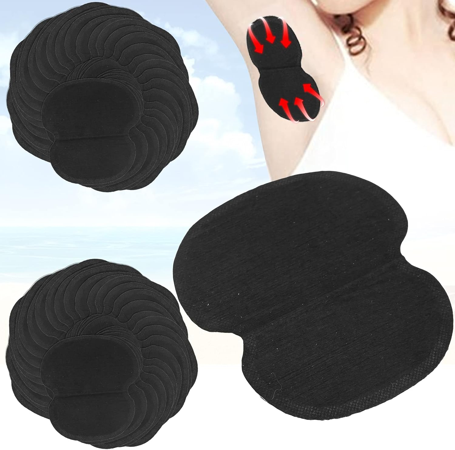 60 X Non-Woven Underarm Underarm Sweat Pads Clothes Black image number 3