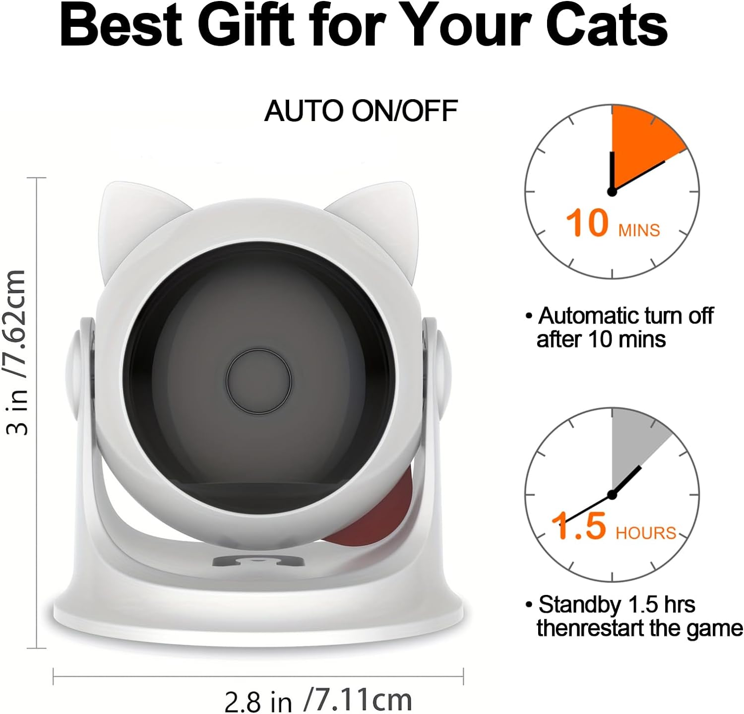 PAWCHIE Cat Laser Toy,Automatic Cat Toys with 3 Speed Modes,Usb Rechargeable Interactive Cat Toys for Cat Exercise/Play/Chase (Trajectory Cat Laser Toy) image number 4