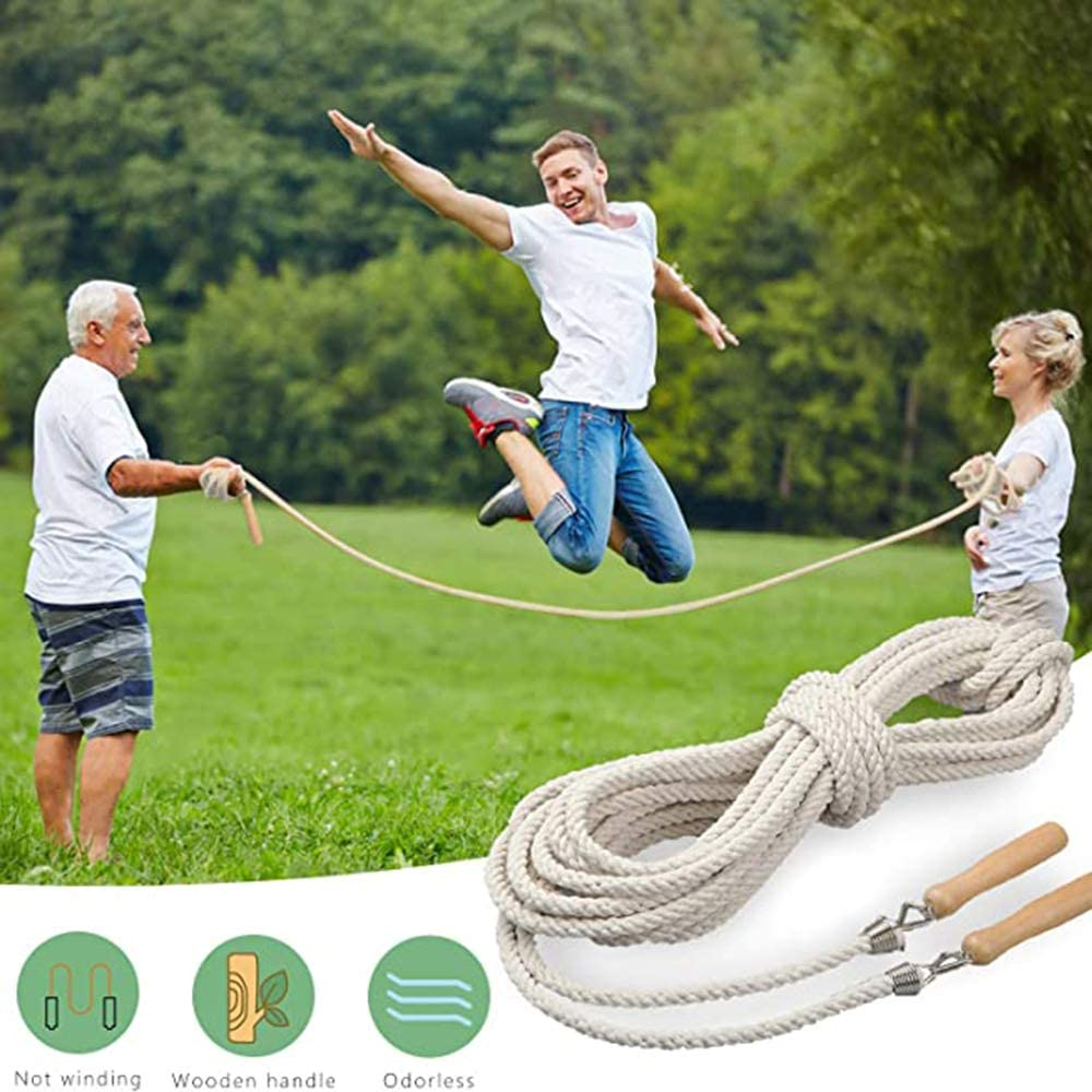 Skipping Rope, Multiplayers Long Jump Rope 5Meters -7Meters -10Meters Wooden Handle for Kids and Adult Best Team Group Skipping Rope for School Sport and Outdoor Activity image number 6