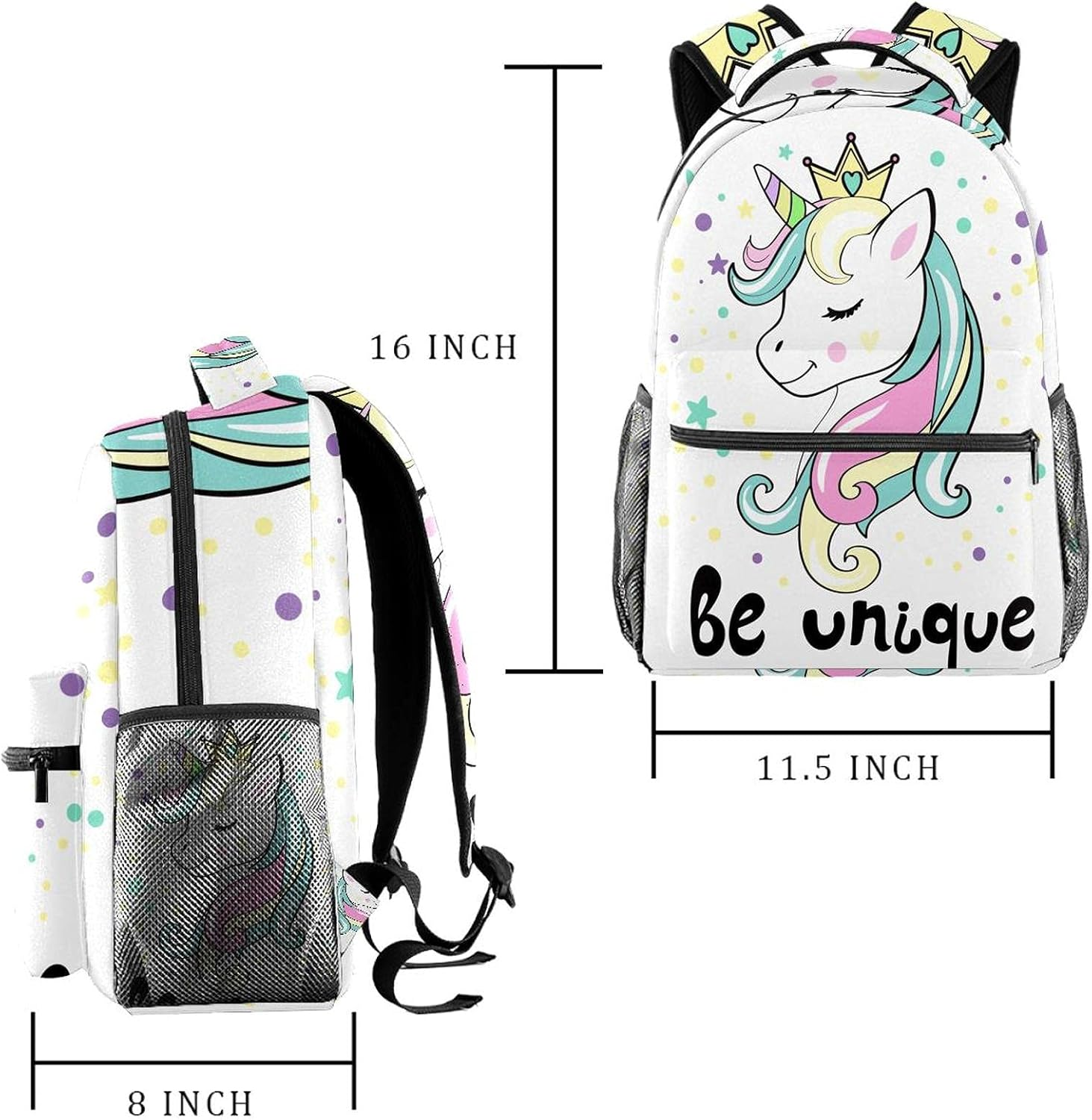 Unicorn Head Backpack Students Shoulder Bags Travel Bag College School Tote Backpacks image number 3