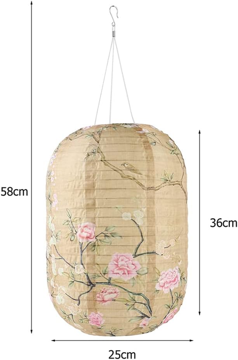 Solar Powered Traditional Decorative Lamp Nylon Cloth LED Festival Lanterns IP65 Waterproof Lantern Atmosphere Light Outdoor Garden Party Decoration (A) image number 4