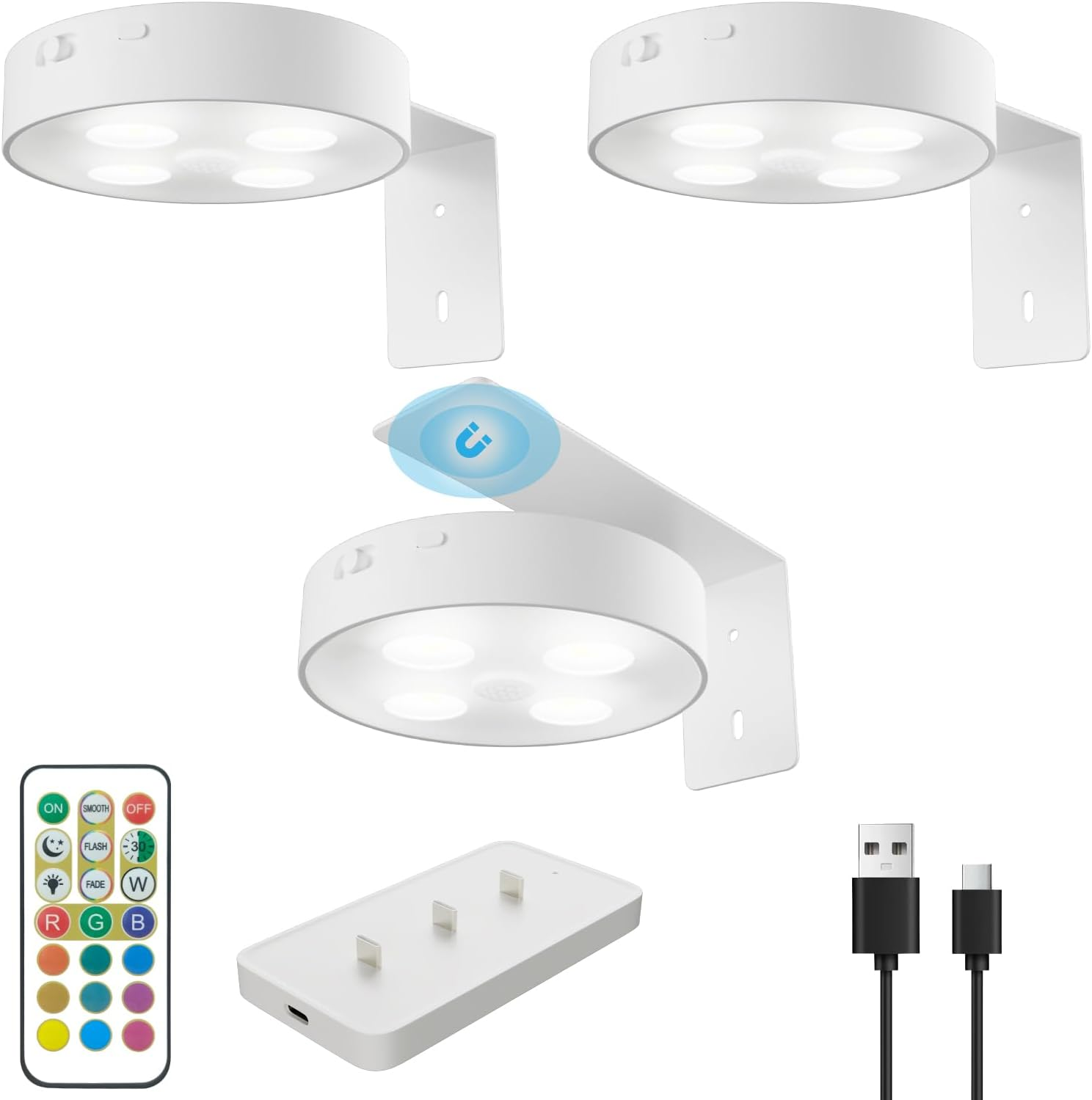 Picture Lights for Wall, 1000Mah Rechargeable Battery Magnetic Poster Lights with Motion Sensor, 12 RGB Color, Remote Dimmable Timer Painting Light, Wall Decor Light for Art Display, Frame image number 6