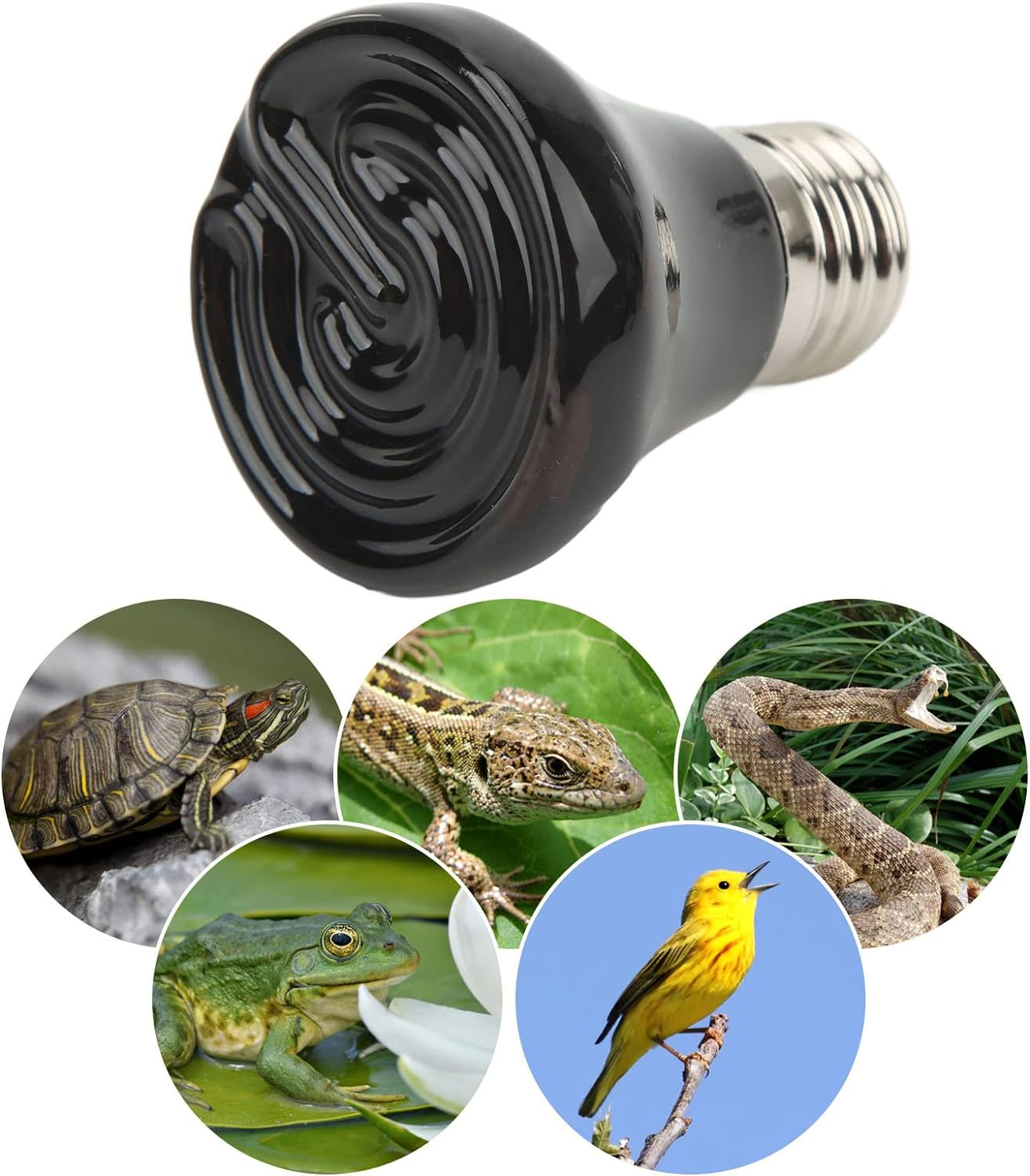 Reptile Ceramic Heating Lamp for Heat Preservation - Pig Lizard Lamp with Durable 25W Black Ceramic Heat Source