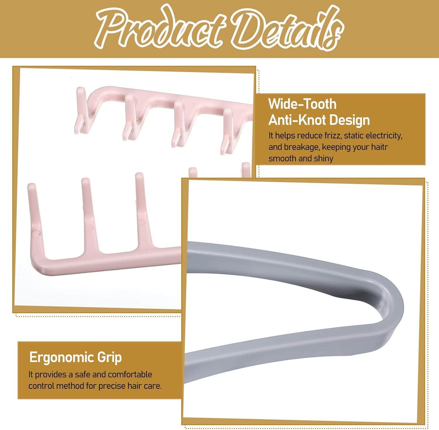 Ptwola 2 Pcs Texture Comb Volumizing Wide-Tooth Hair Styling Comb Men'S Fluffy Texture Styling Combs Fringe Parting Brush with Textured Grip Hair Stylings Appliances for Women Men Most Hairtypes image number 6