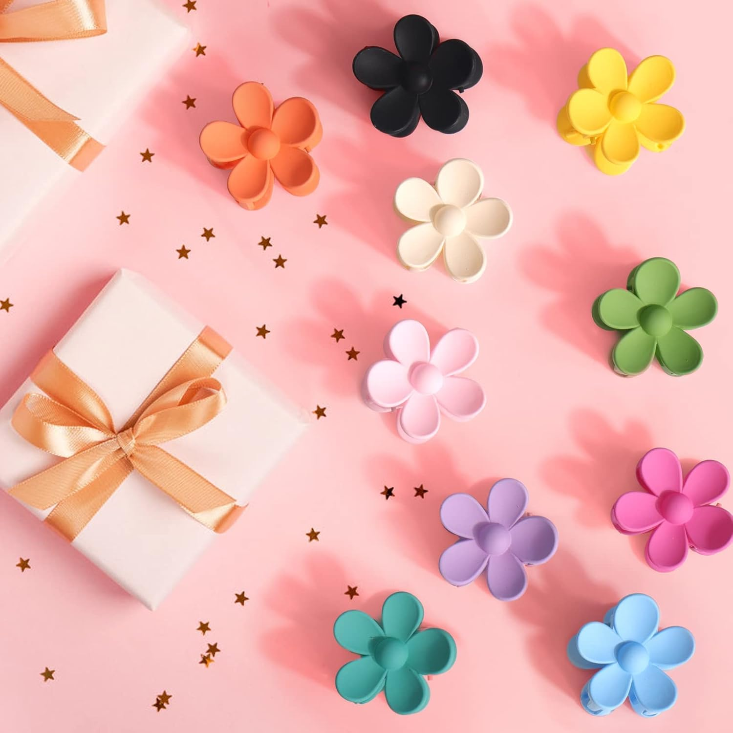 Rabbfit Pack of 10 Small Flower Hair Clips for Women, Girls and Kids - Non-Slip Hair Accessories for Thin/Medium Hair (10 Colors) image number 4