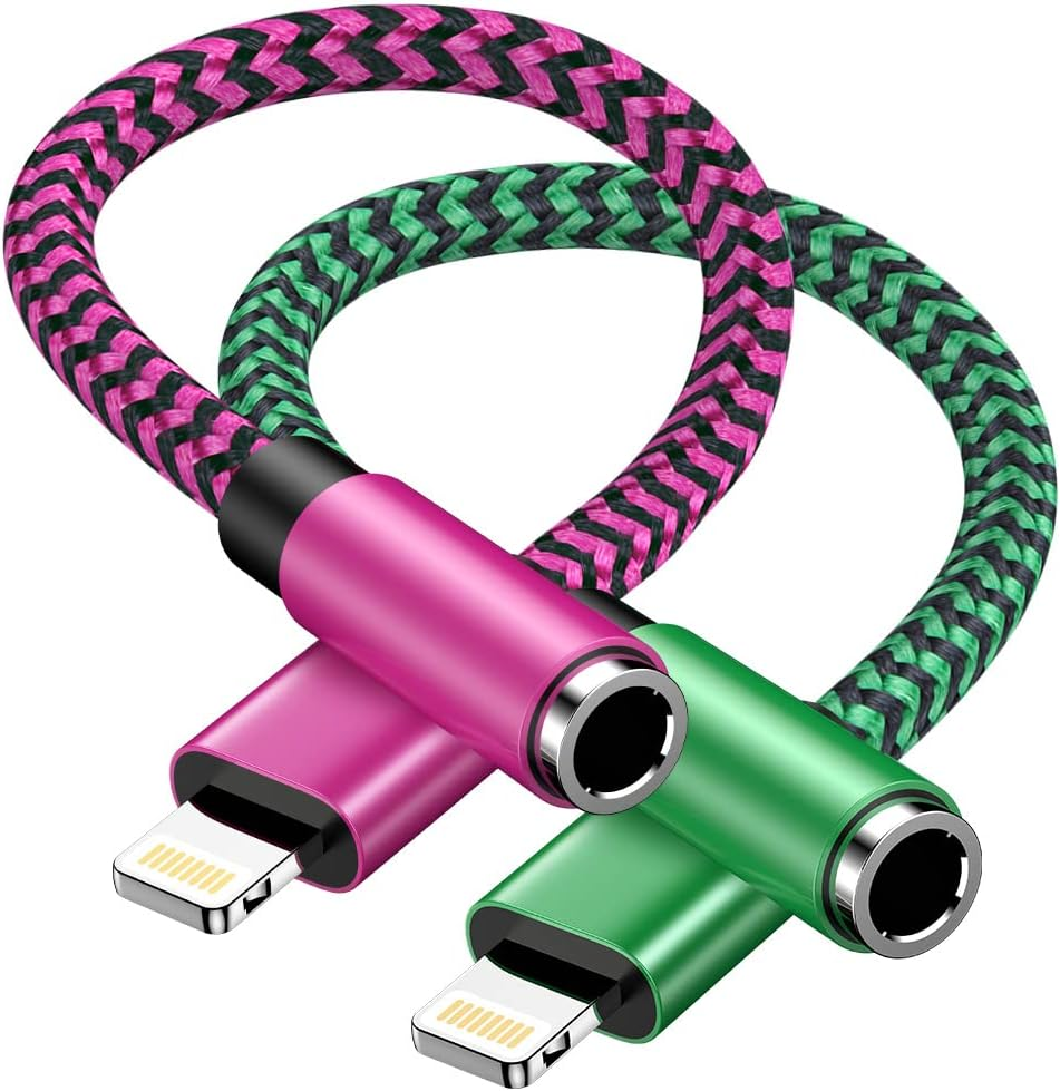 [ Mfi Certified] 2Pack Iphone 3.5Mm Headphone Adapter, Lightning to 3.5Mm Headphone Jack Adapter Iphone Aux Audio Jack Adapter Dongle Cable for Iphone 16 14 13 12 11 Pro Max plus Mini XR 8 Ipad Ipod