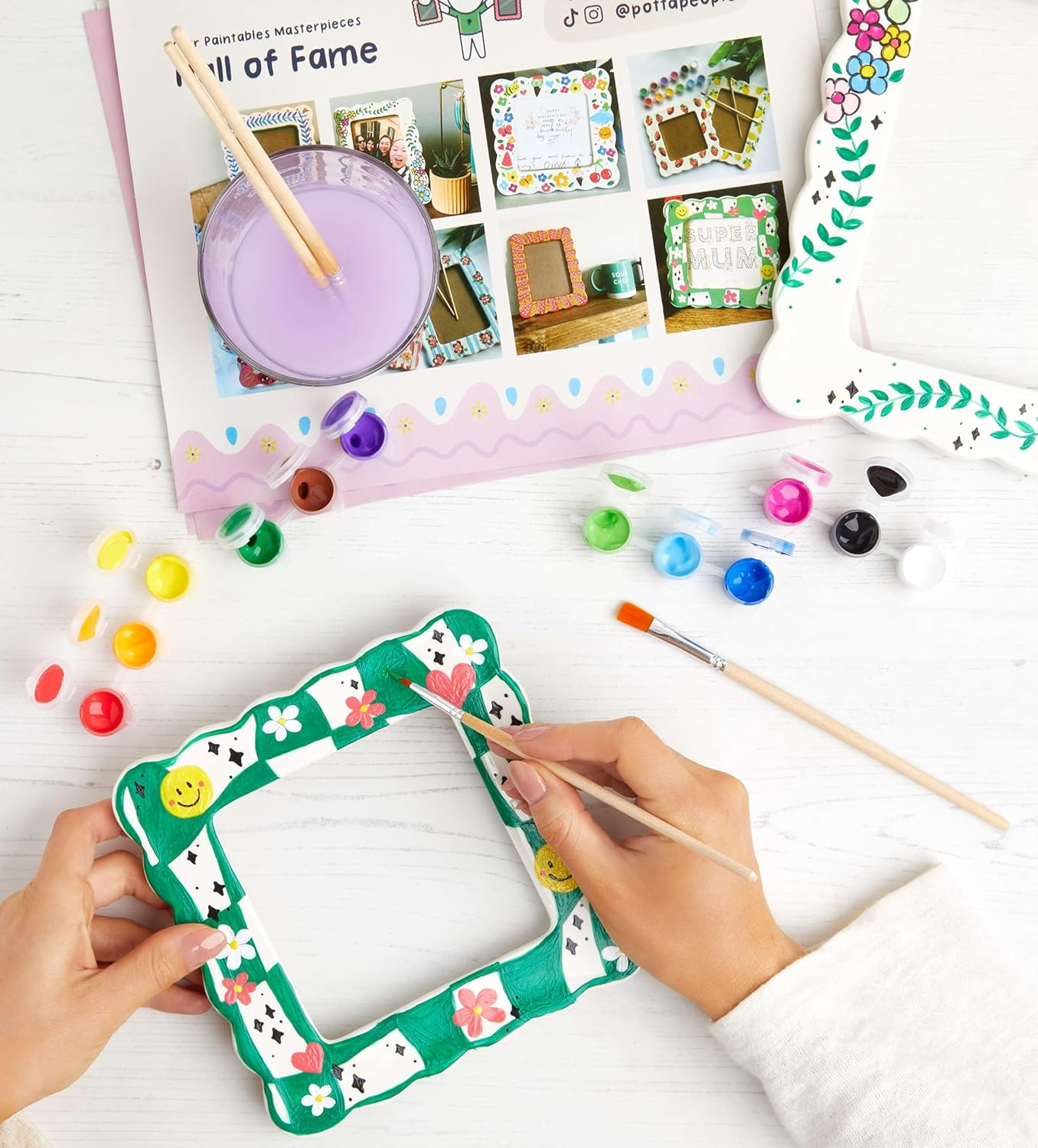 Pott&rsquo;D Paint-A-Frame Pottery Painting Kit - Personalised Photo Frame DIY Craft Set - Includes, Photo Frames, Paints, and Step-By-Step Guide image number 3