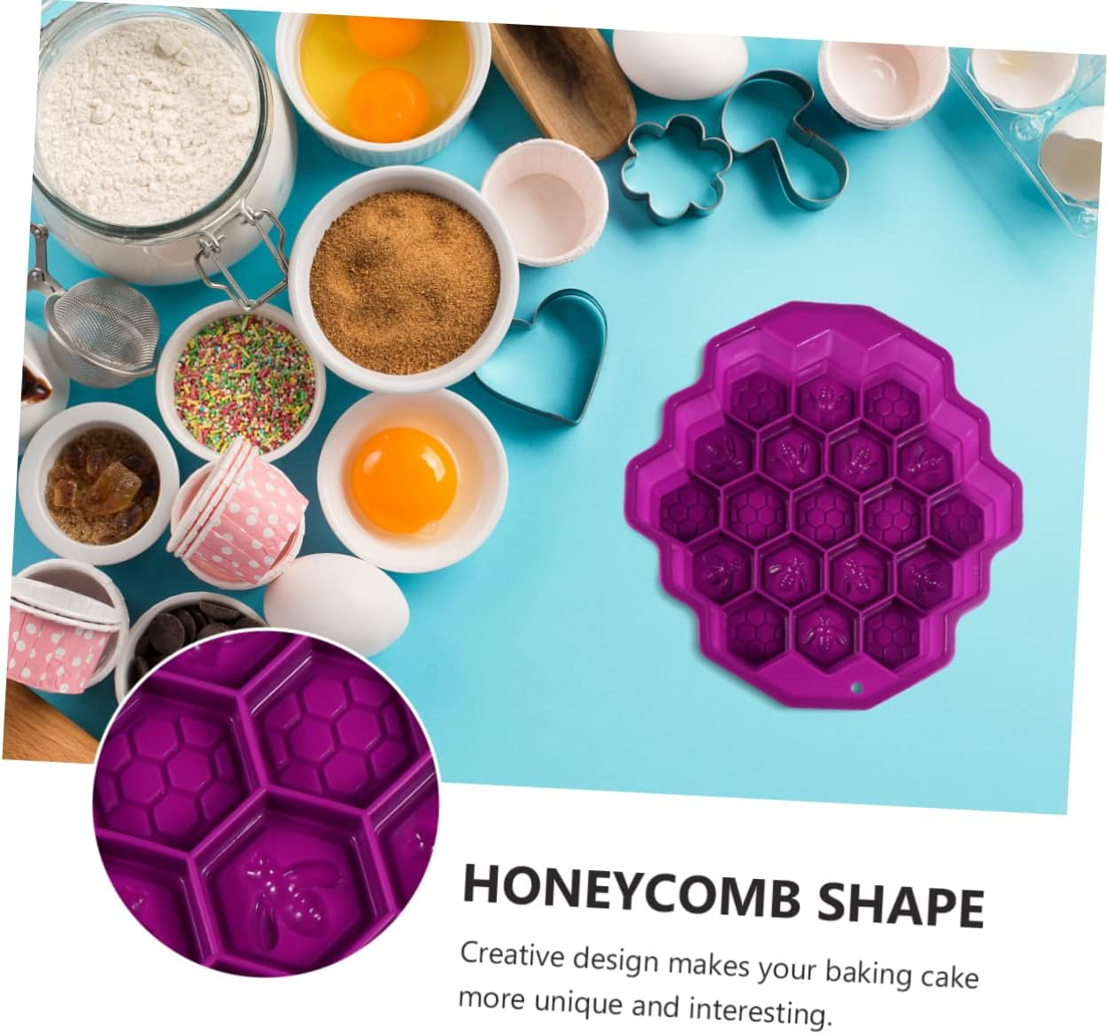 CIYODO Silicone Mold Baking Mould Cake Tins Non-Stick Flexible for Honeycomb Cake Making