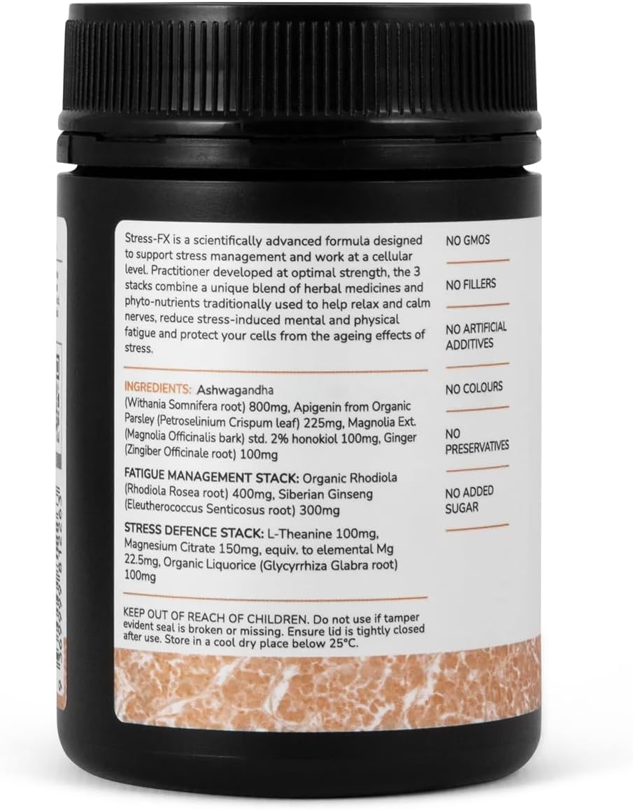 Stress-Fx Stress Support & Mood Support Supplement, Stress Relief Formula with Adaptogens, Ashwagandha, L-Theanine, Vegan, Gluten-Free, 120 Capsules (30 Servings) image number 1